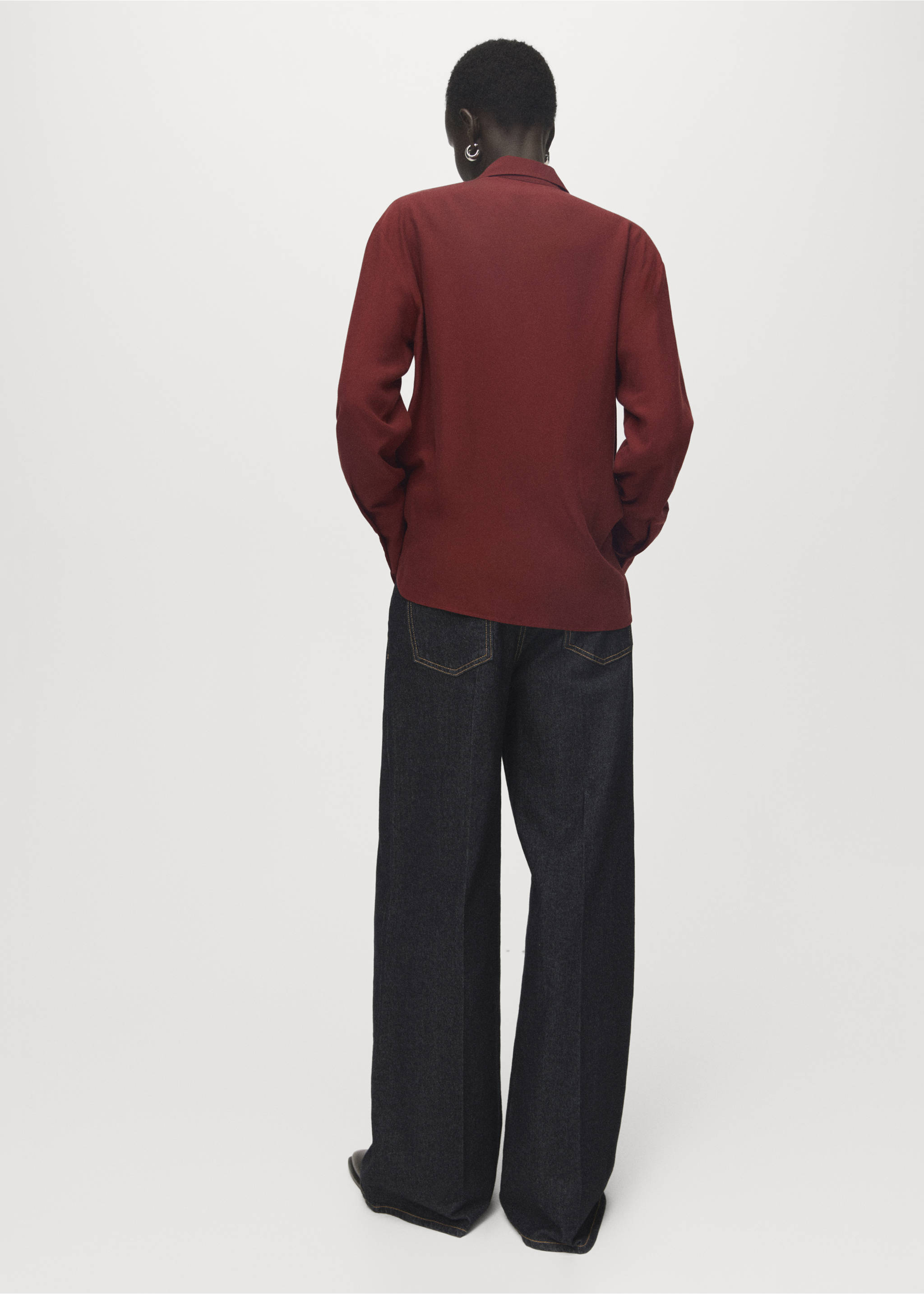 Lyocell shirt with hidden buttons - Reverse of the article, Russet. Ref: 17084140-00.