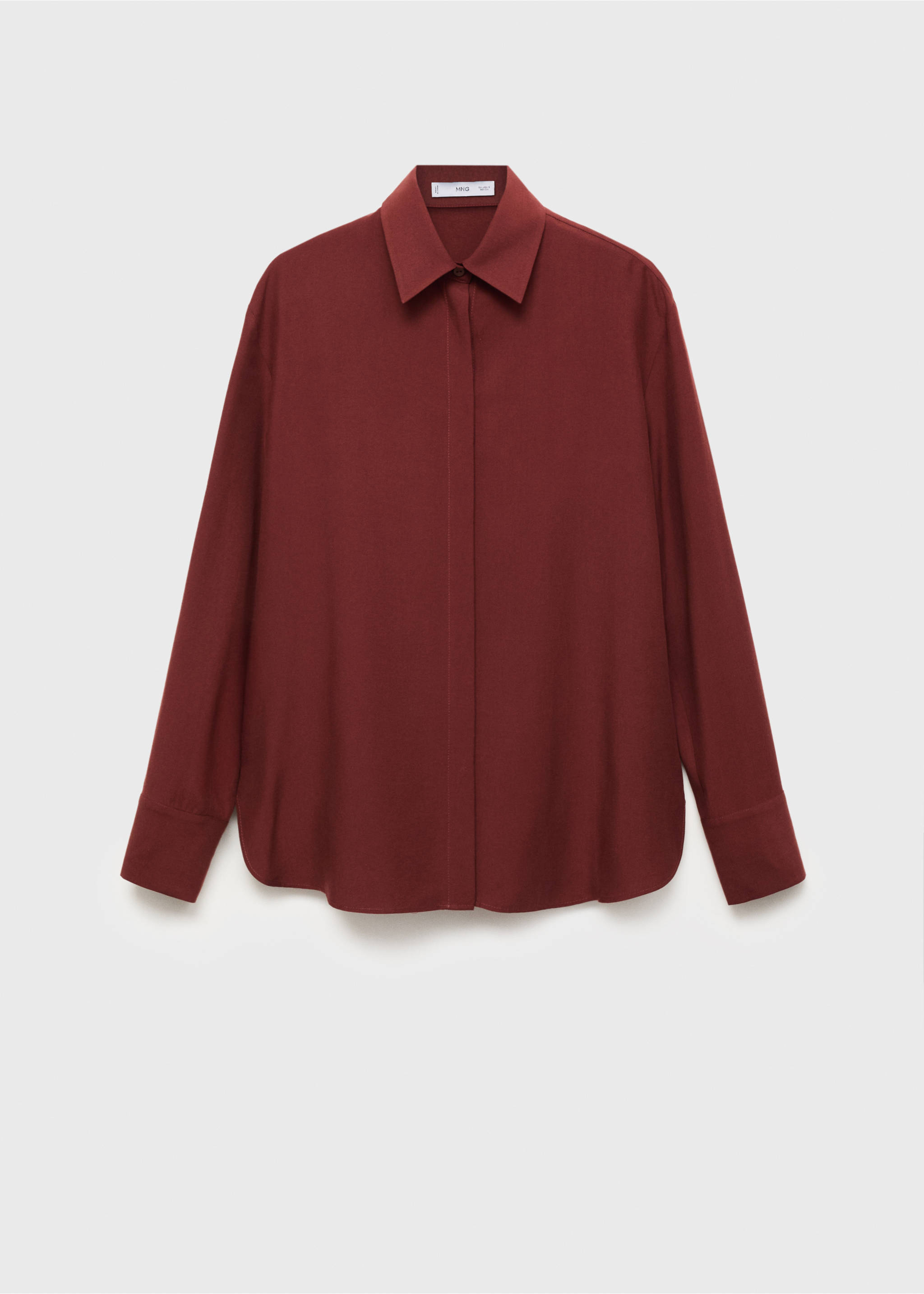 Lyocell shirt with hidden buttons - Article without model, Russet. Ref: 17084140-00.