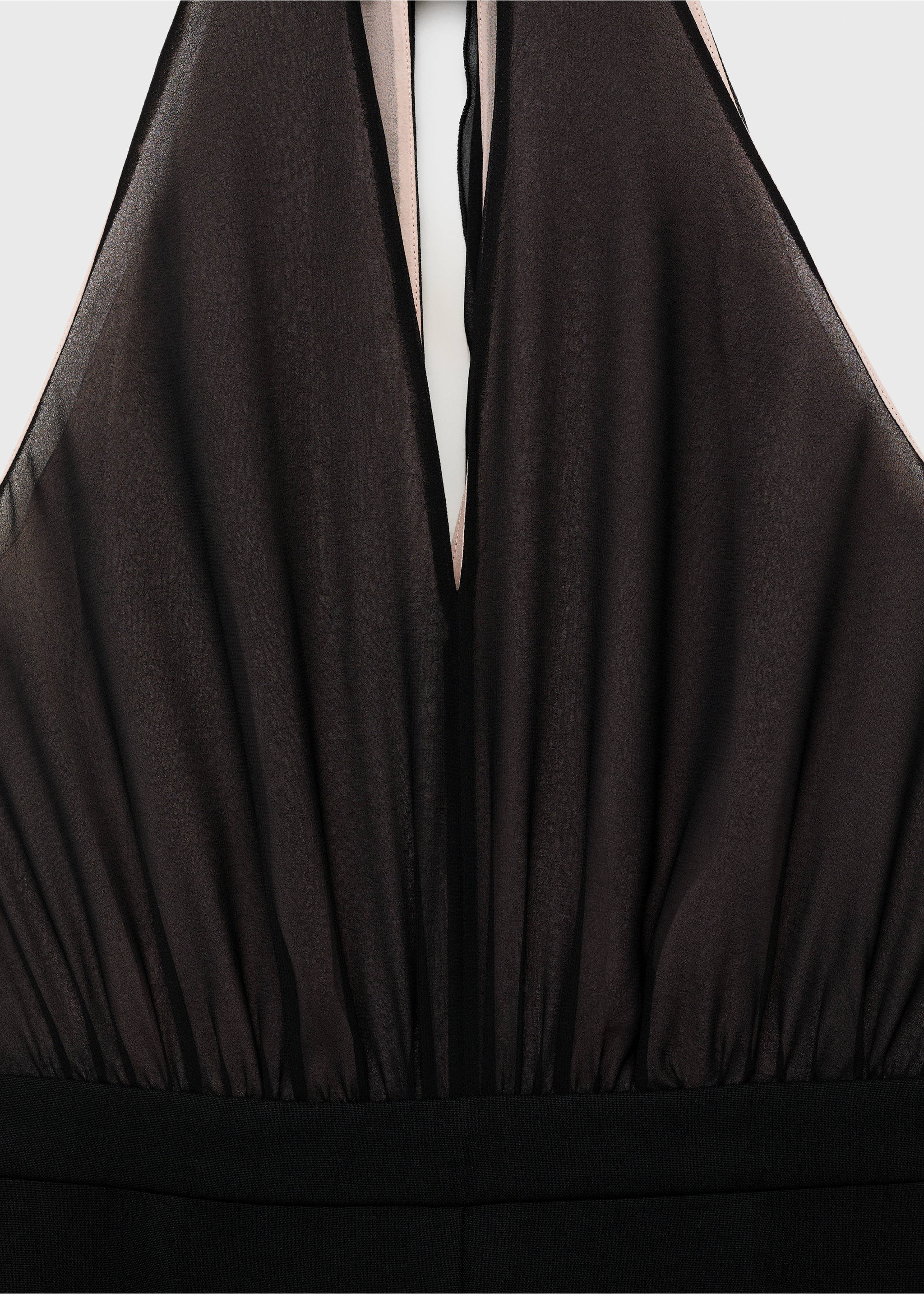 Halter-neck jumpsuit with scarf - Details of the article 0, Black. Ref: 17084144-00.