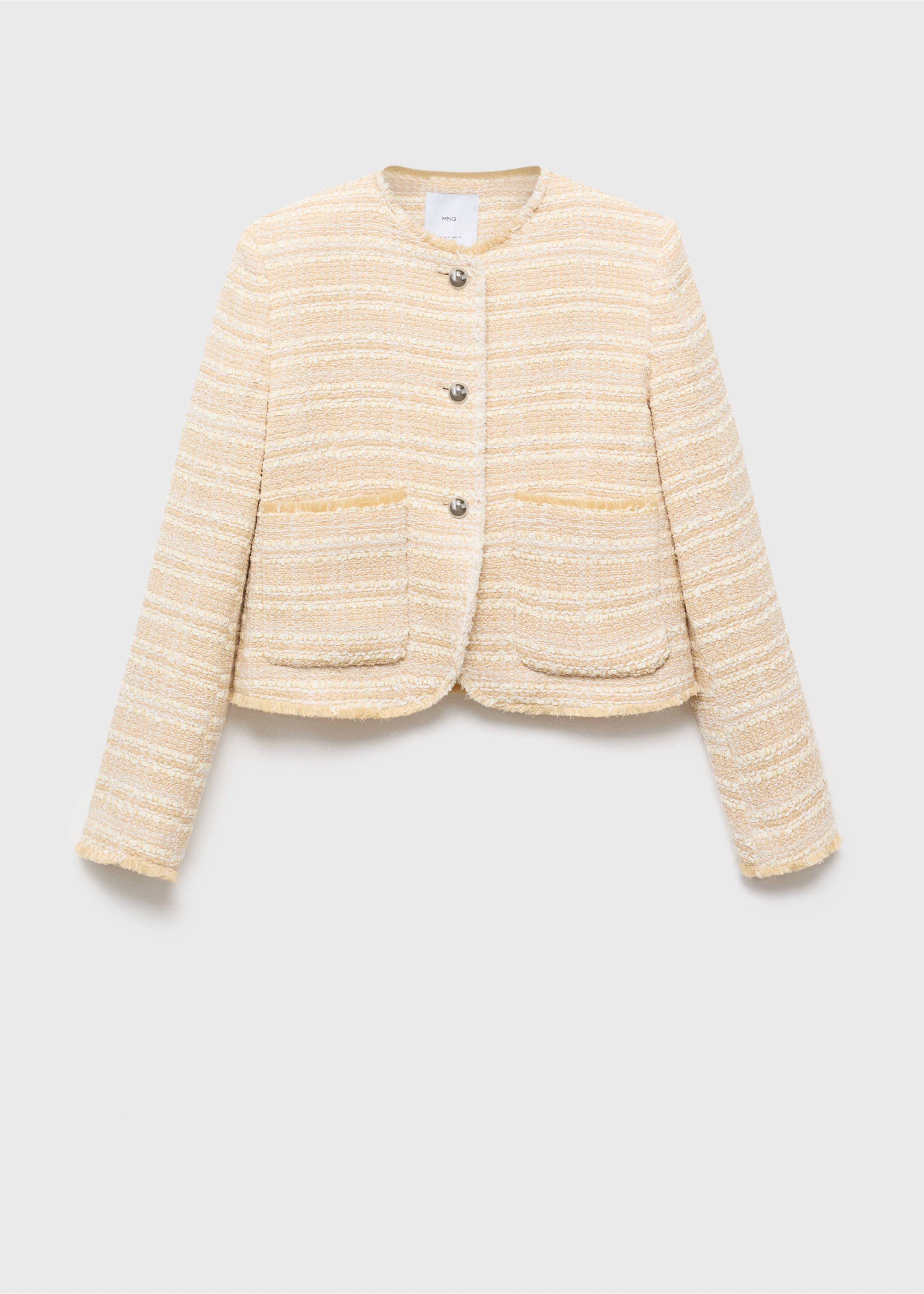 Veste tweed boutons bijoux - Article sans modèle, Beige. Ref: 17084146-00.