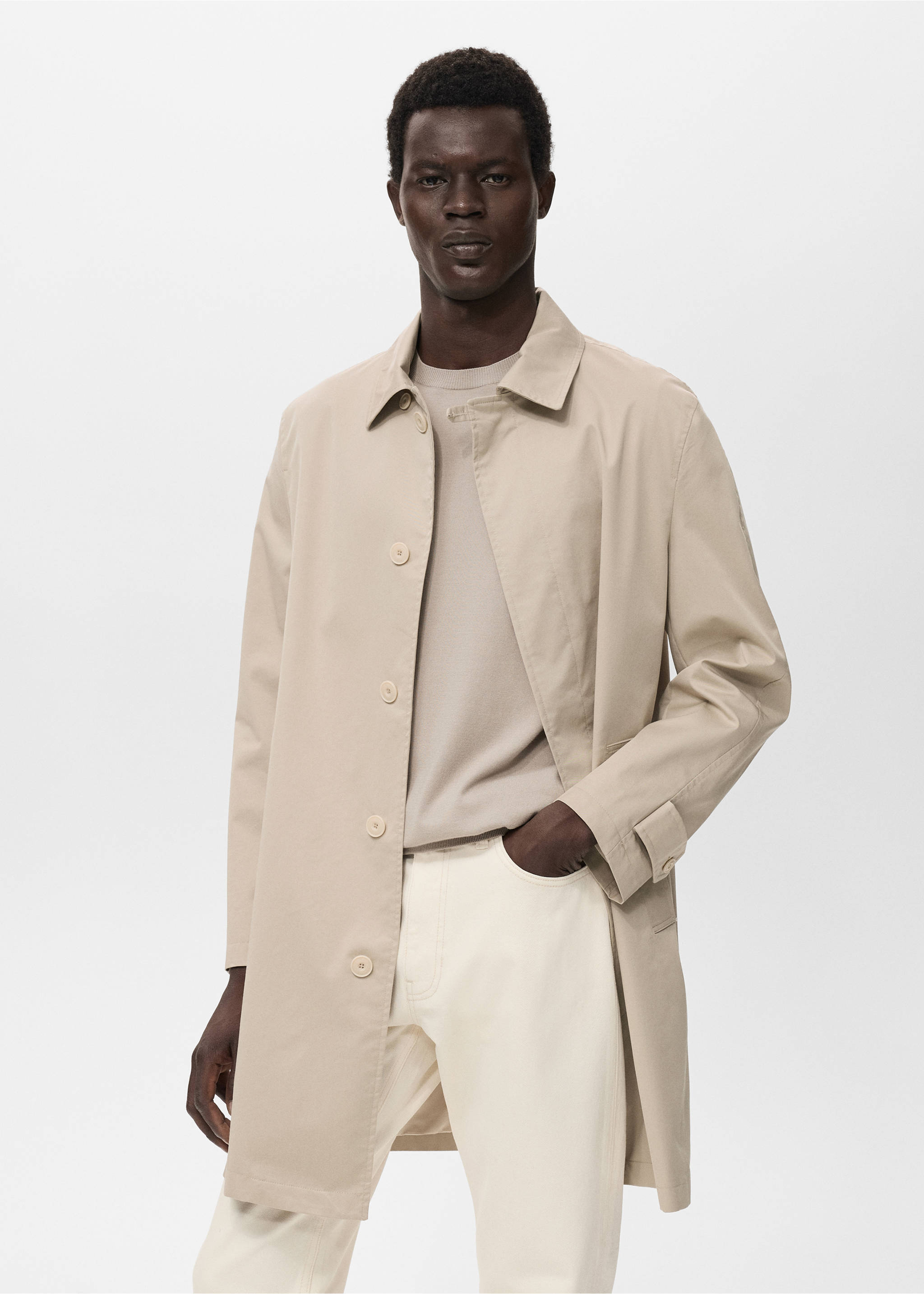 Classic water-repellent trench coat - Medium plane, Beige. Ref: 17084403-00.