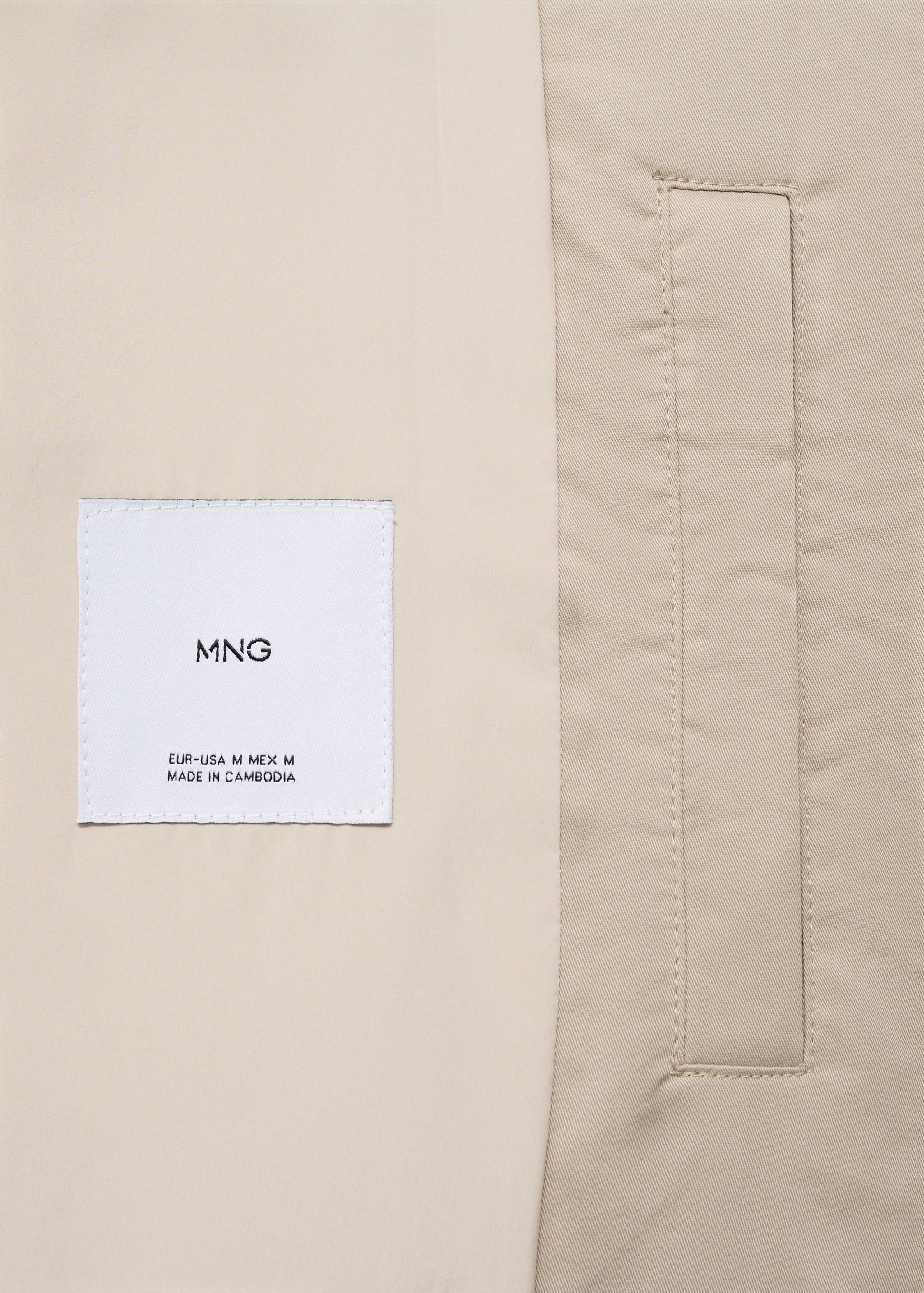 Classic water-repellent trench coat - Details of the article 0, Beige. Ref: 17084403-00.