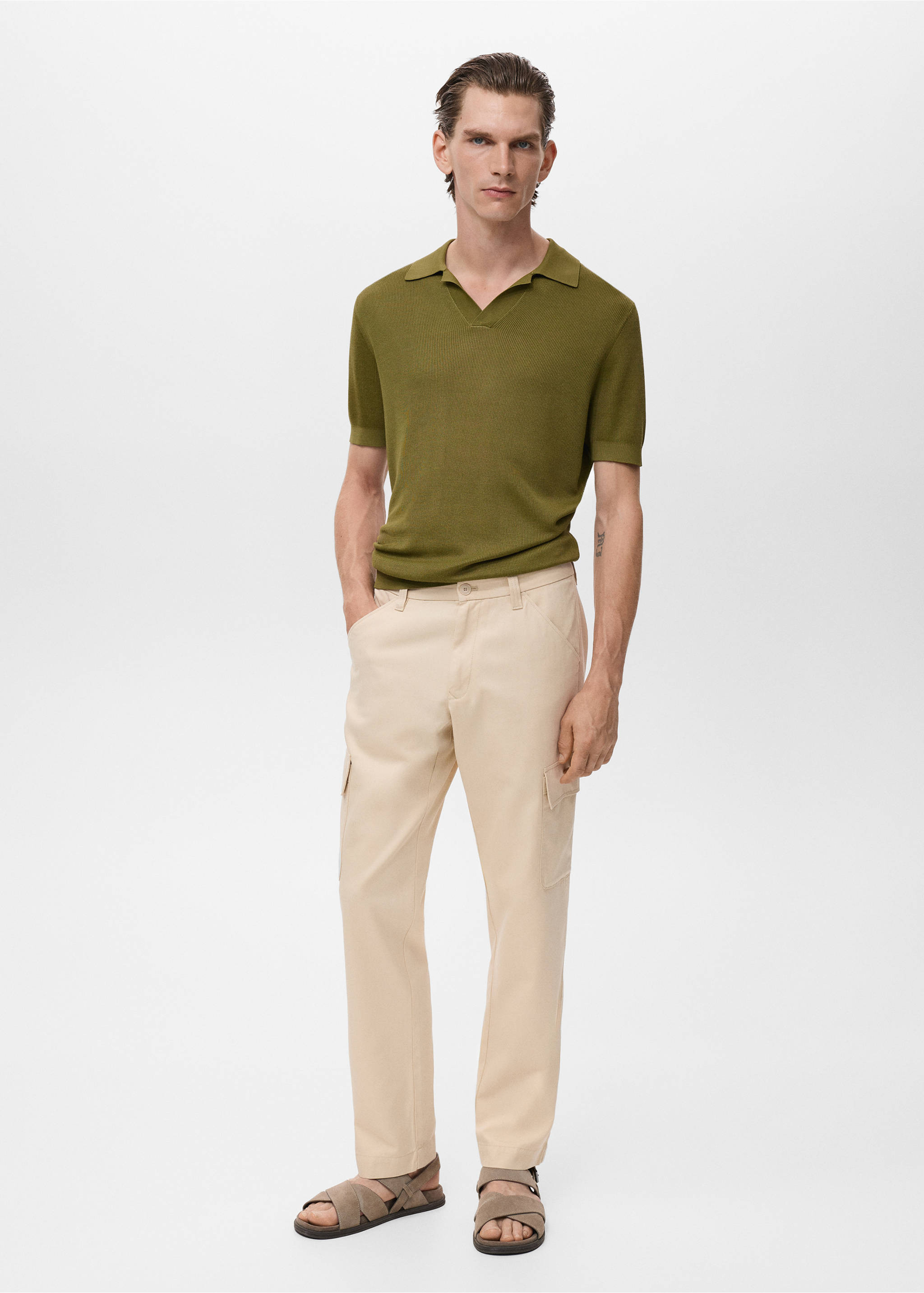 Cotton lyocell cargo pants - General plane, Beige. Ref: 17084404-00.