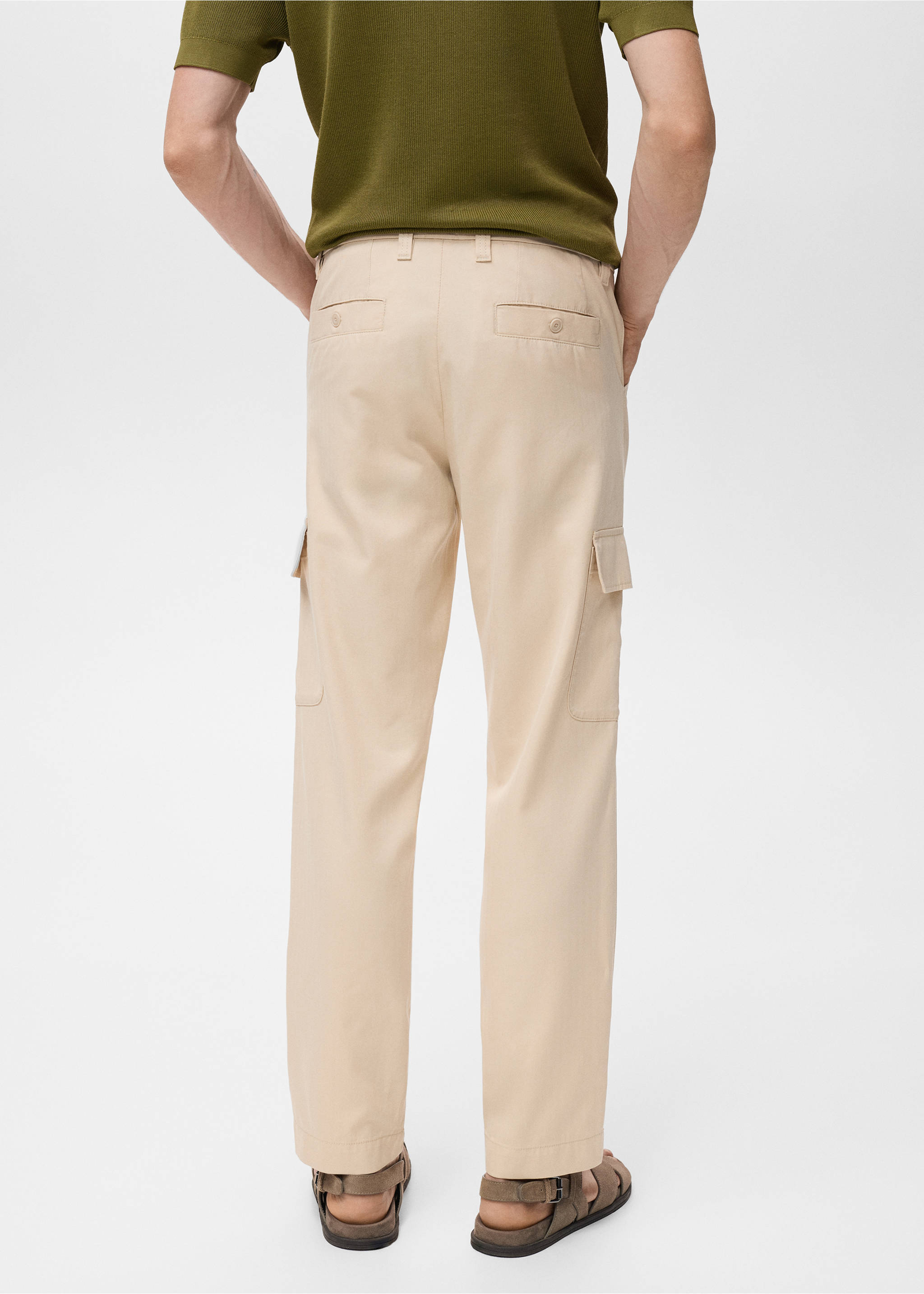 Cotton lyocell cargo pants - Reverse of the article, Beige. Ref: 17084404-00.
