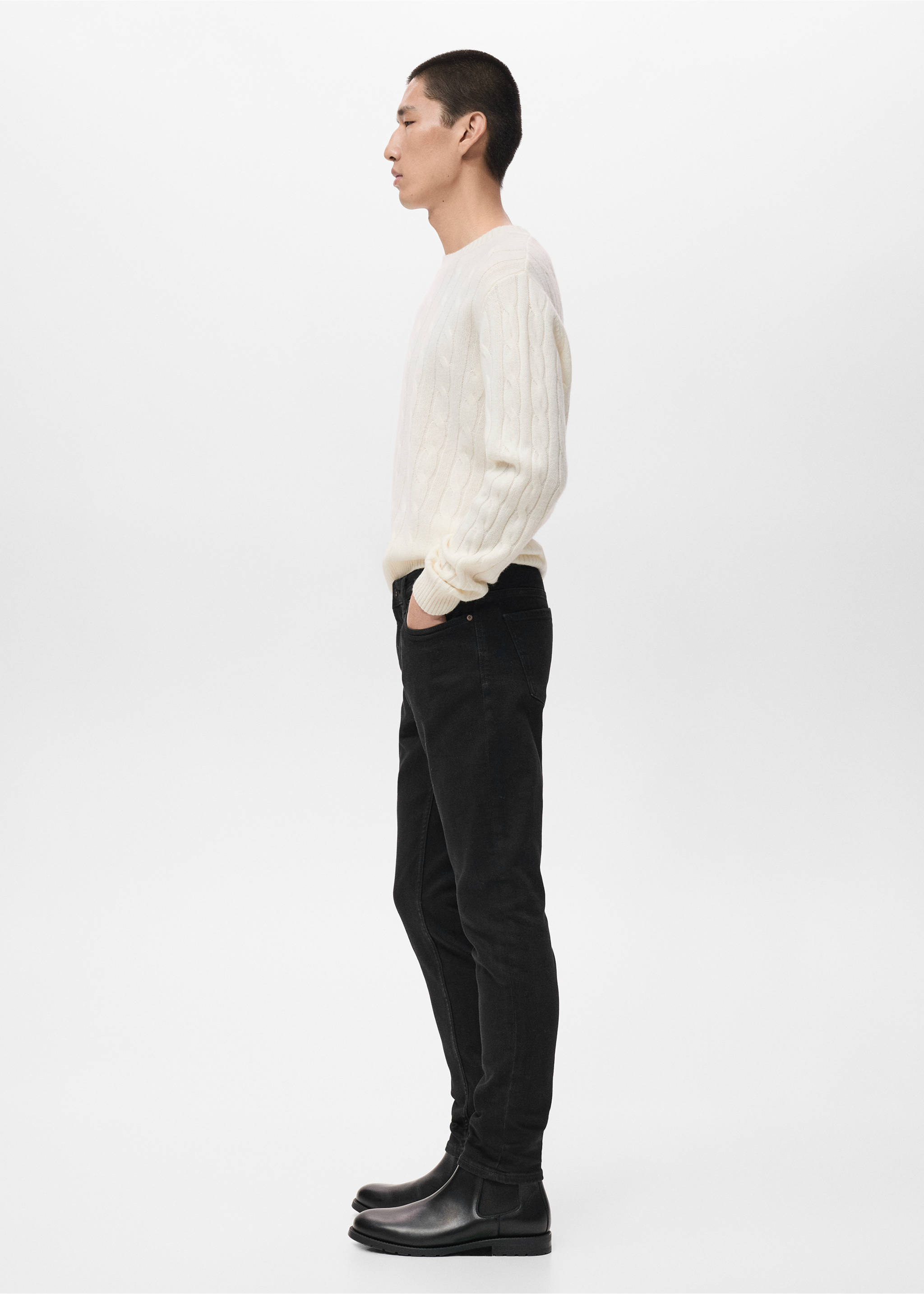 Jude skinny-fit jeans - Details of the article 2, Black denim. Ref: 17084407-00.