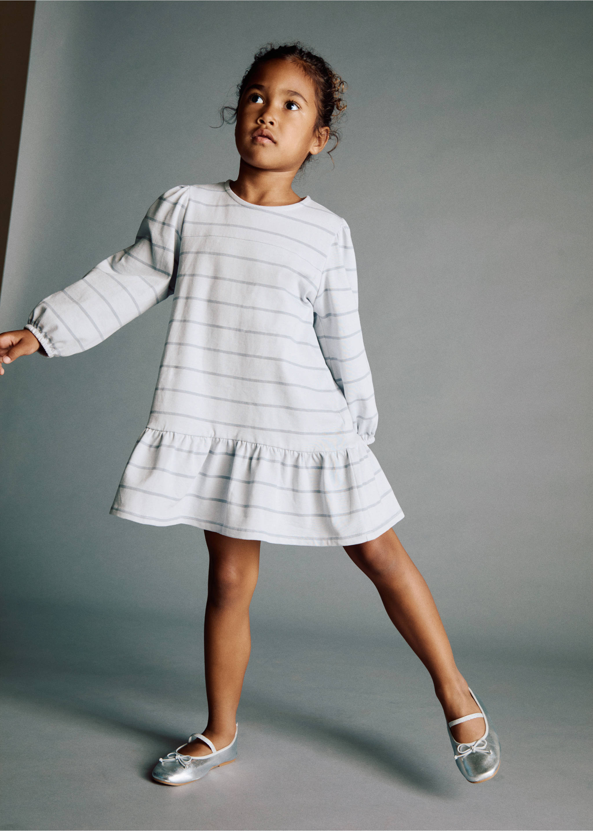 Striped cotton-blend dress - Medium plane, Blue. Ref: 17084420-00.