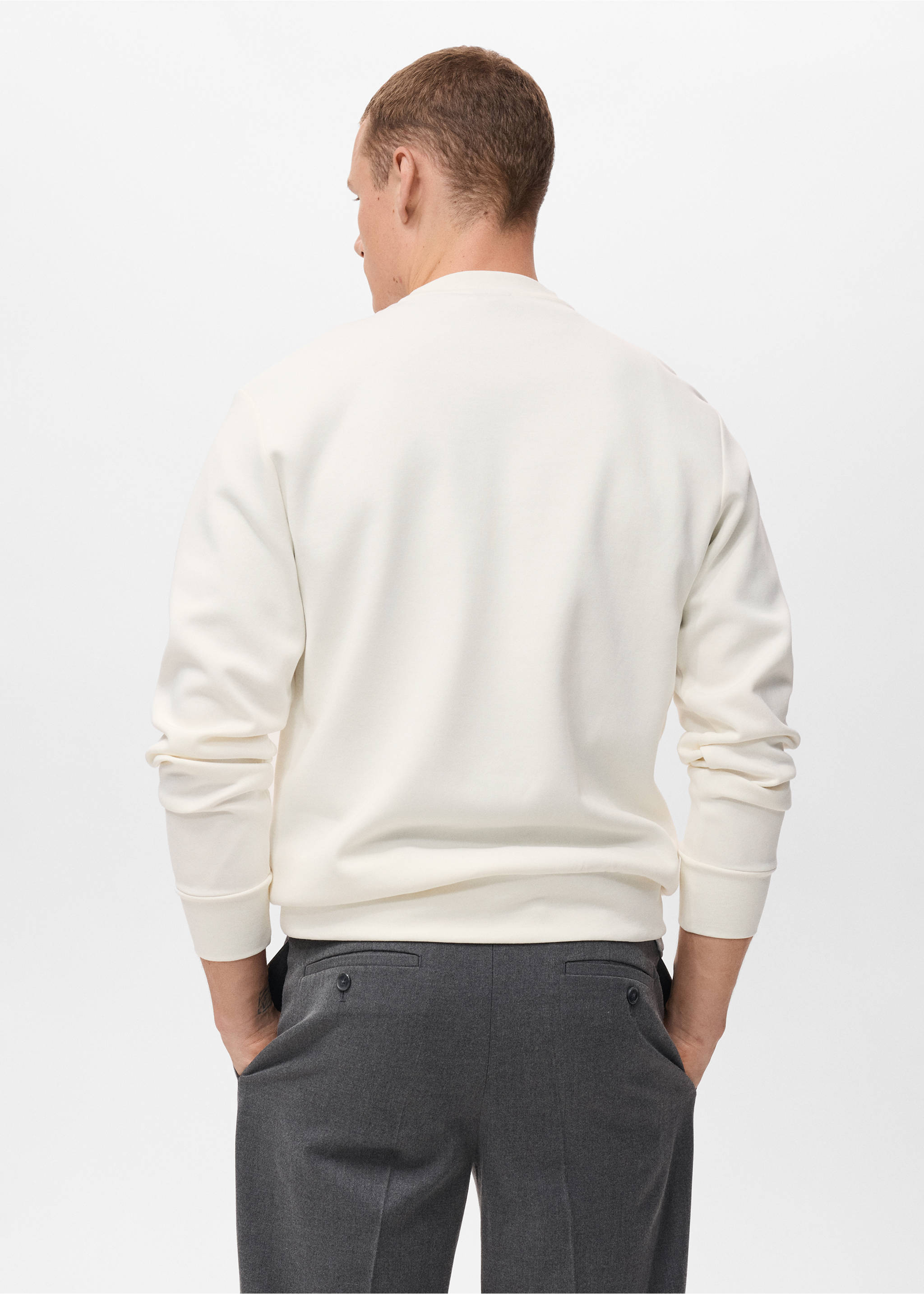 Sweat-shirt coton regular-fit - Verso de l’article, Blanc. Ref: 17084425-00.