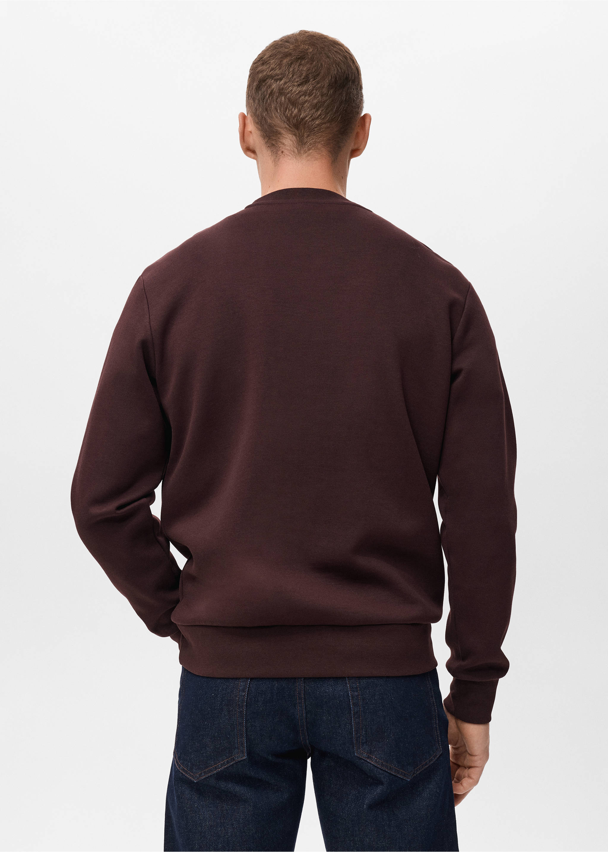 Regular-fit cotton sweatshirt - Reverse of the article, Wine. Ref: 17084425-00.