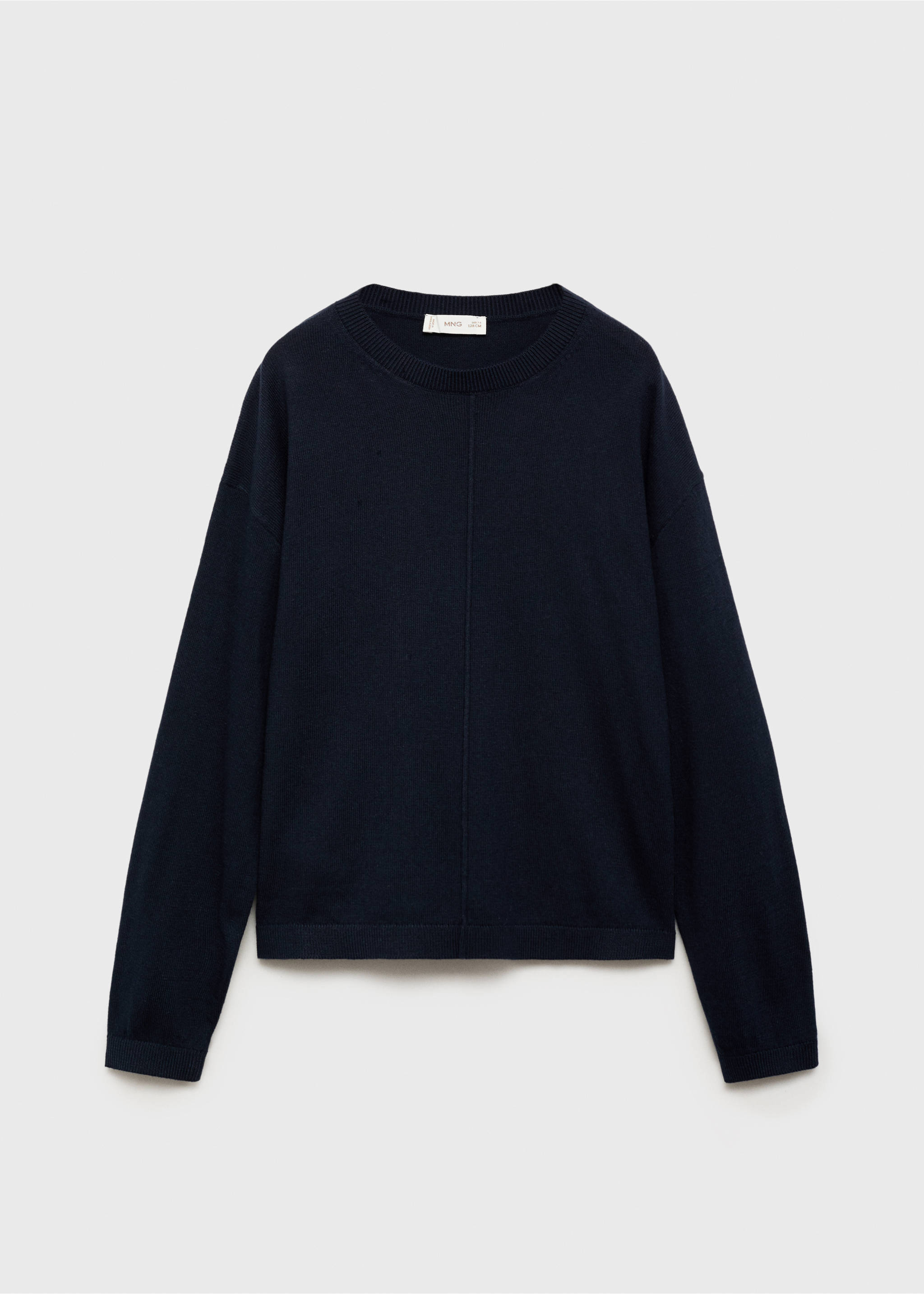 Pull-over en coton coutures décoratives - Article sans modèle, Bleu marine. Ref: 17084431-00.