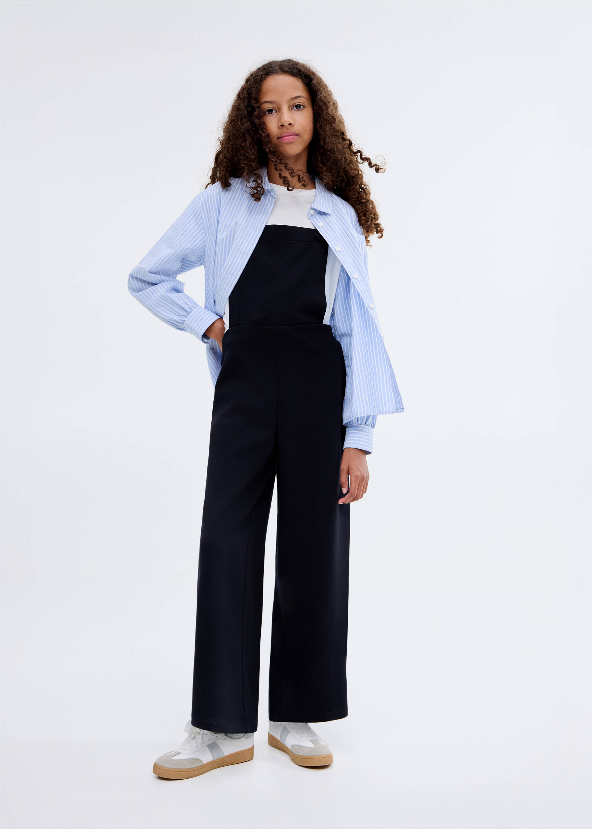 Long knitted dungarees - Medium plane, Navy. Ref: 17084437-00.