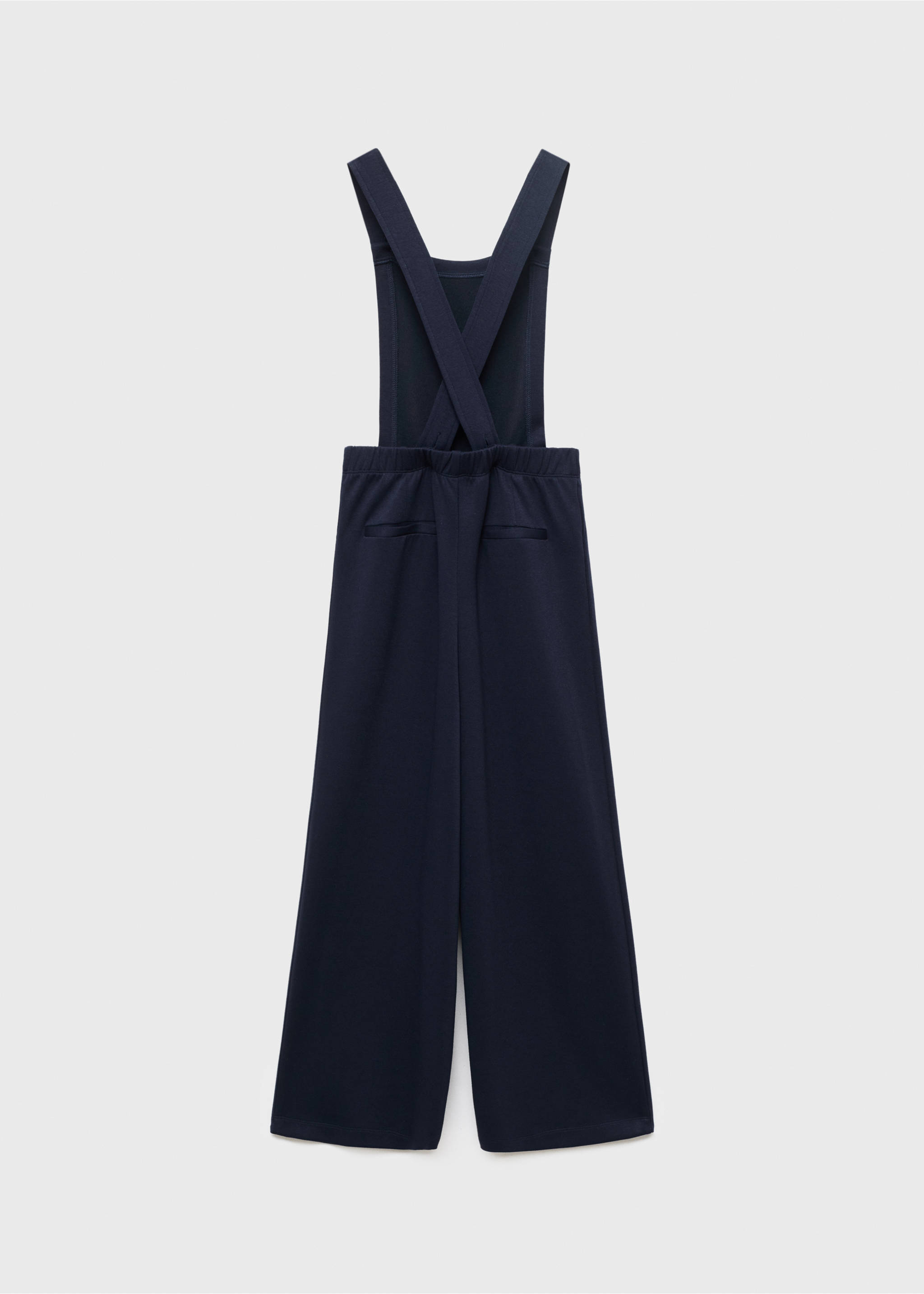 Long knitted dungarees - Reverse of the article, Navy. Ref: 17084437-00.