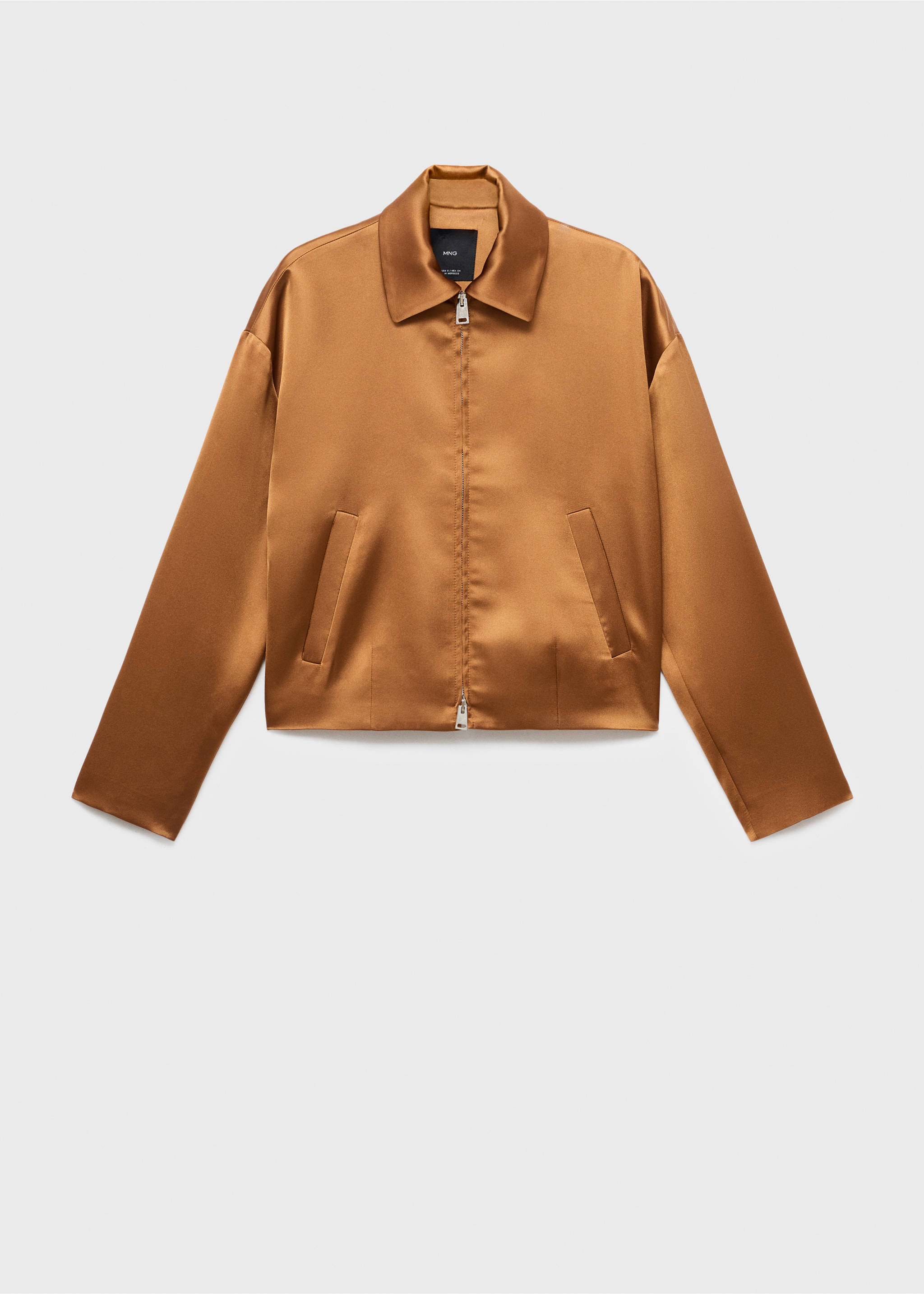 Satin jacket with pockets - Article without model, Cognac. Ref: 17084447-00.