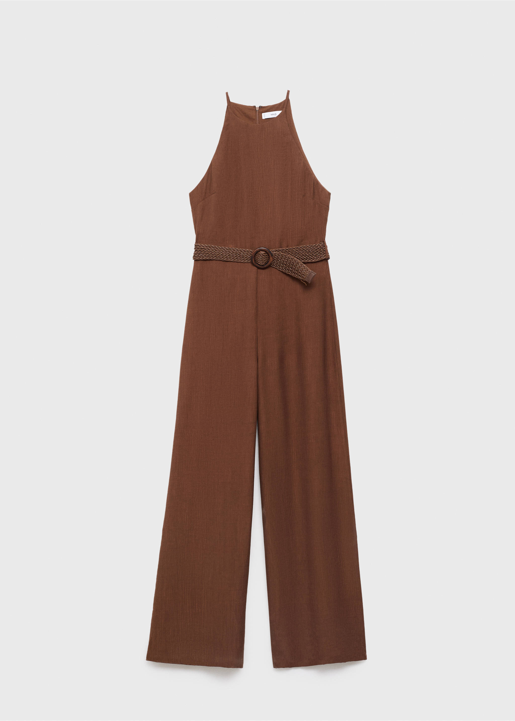 Pleated jumpsuit with belt - Article without model, Brown. Ref: 17084448-00.