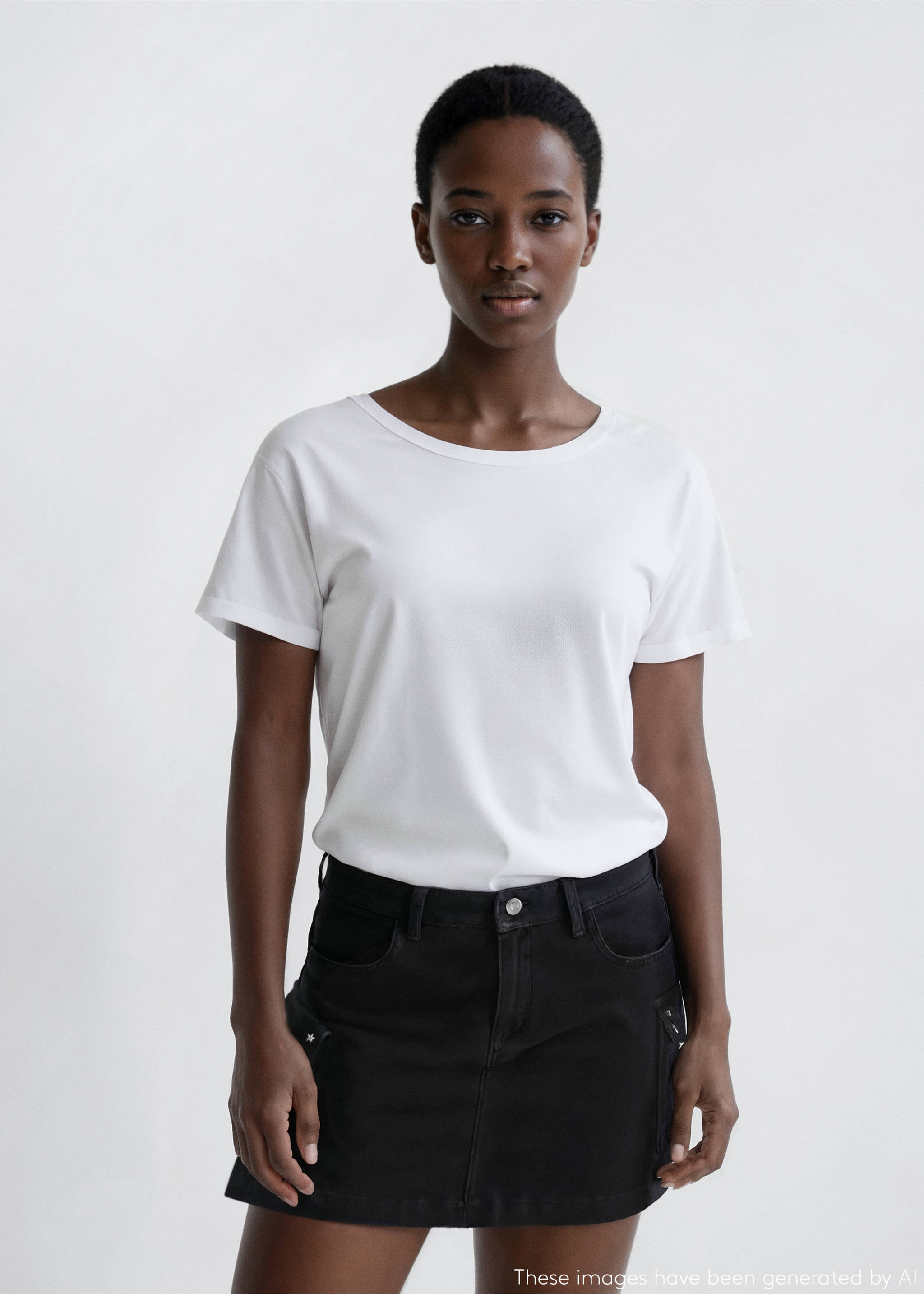Cargo skirt with star studs - Medium plane, Black denim. Ref: 17084775-00.