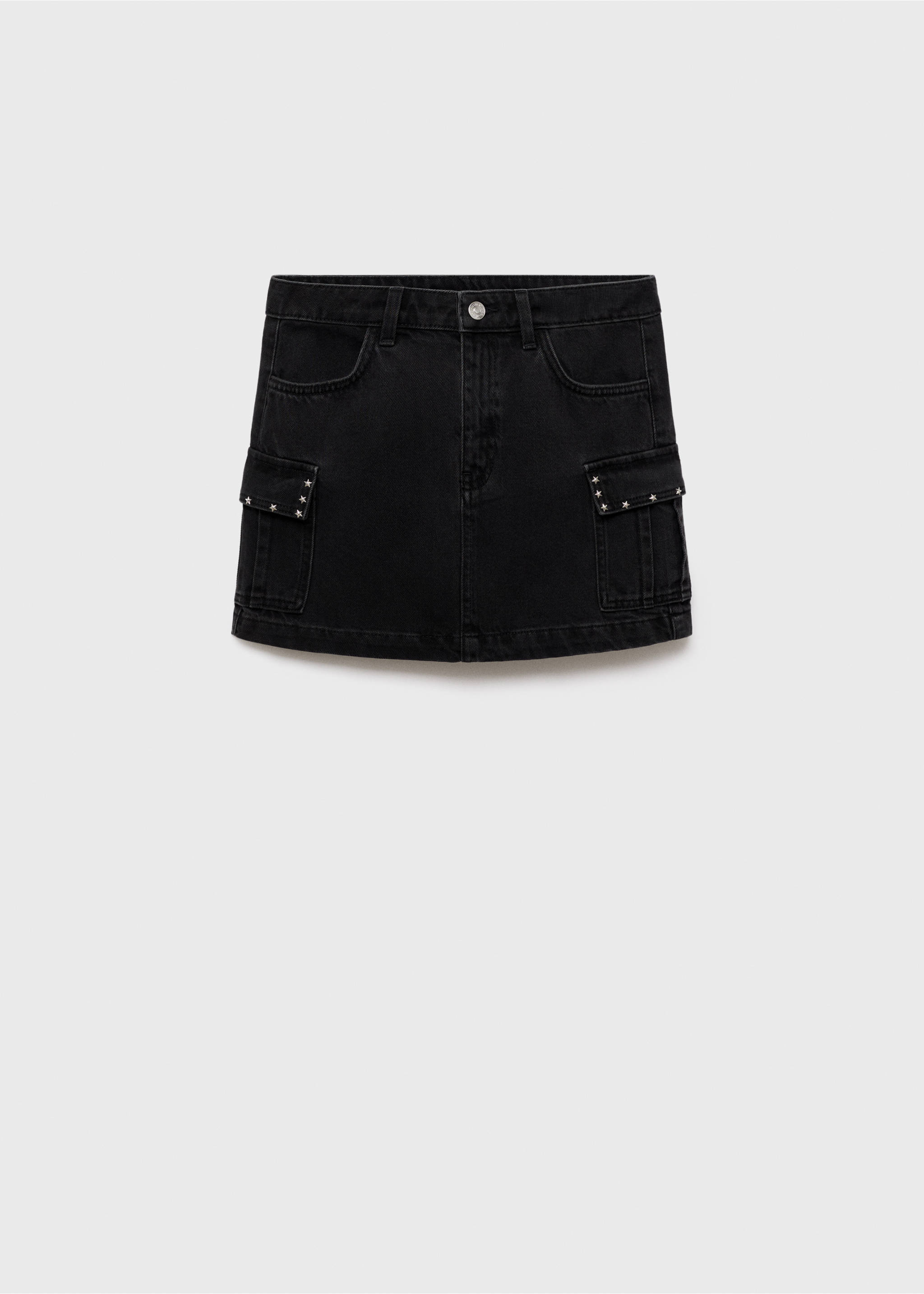 Cargo skirt with star studs - Article without model, Black denim. Ref: 17084775-00.