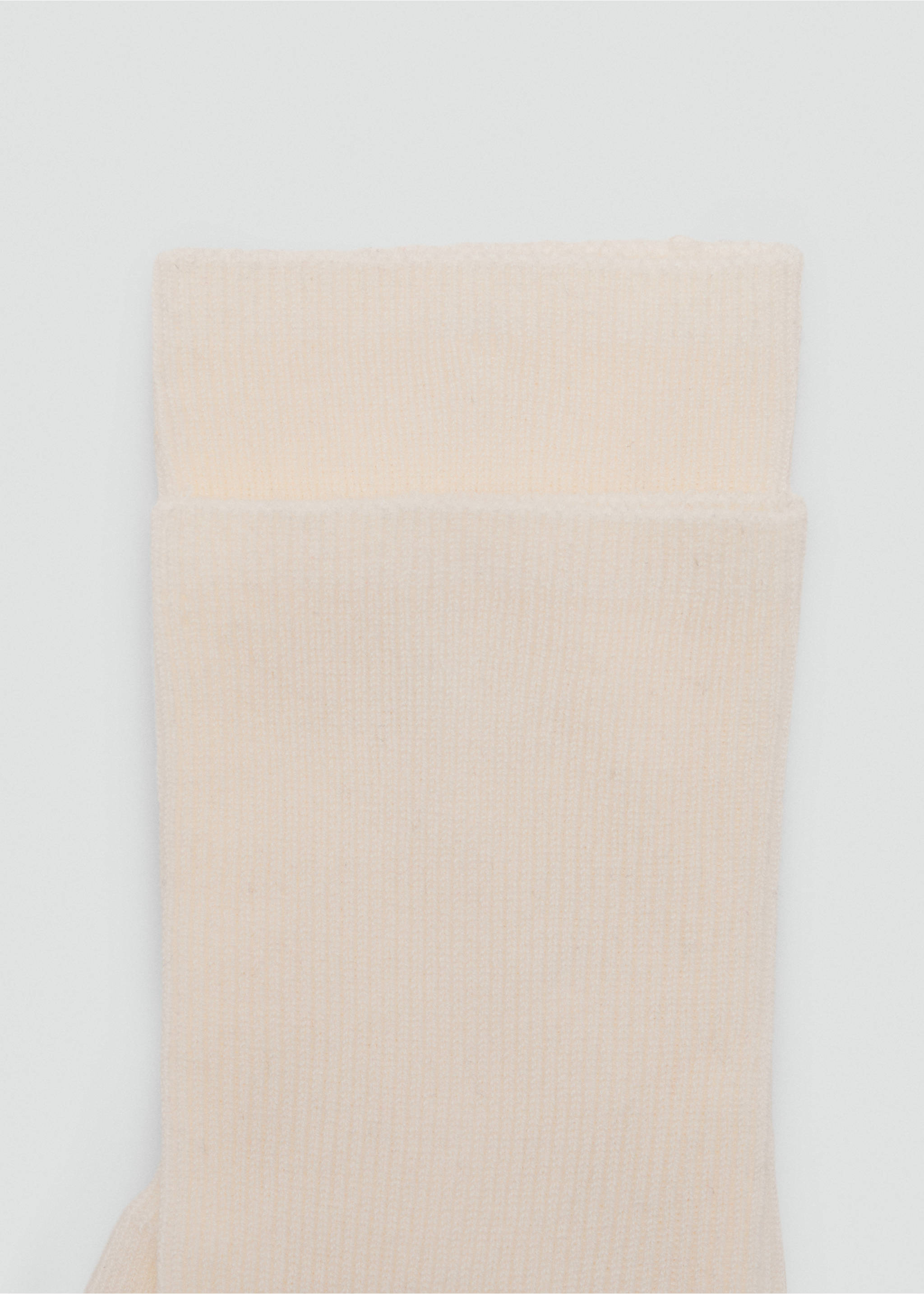 Ribbed cotton socks - Medium plane, Ecru. Ref: 17084776-00.