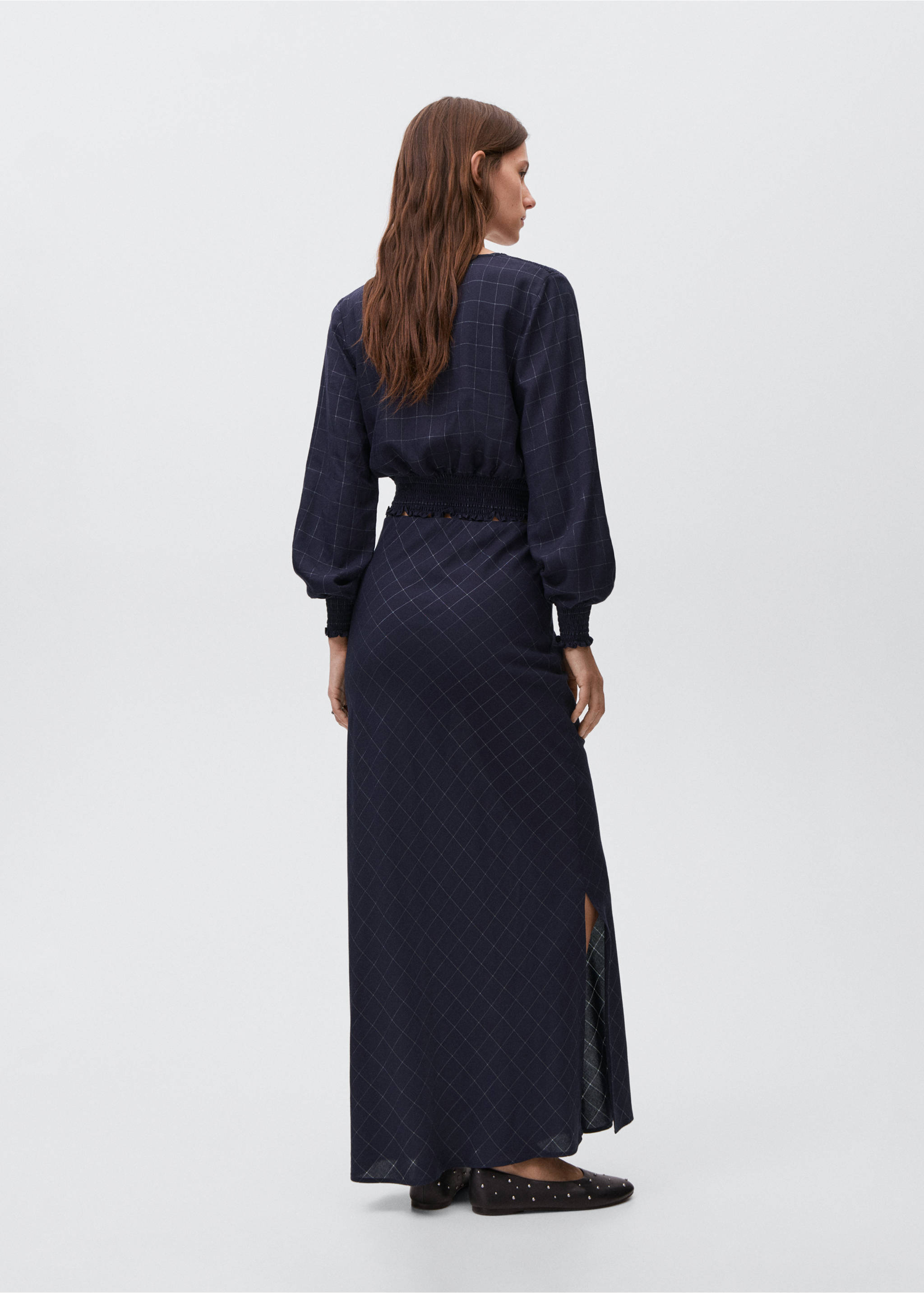 Lurex check skirt - Reverse of the article, Navy. Ref: 17084777-00.