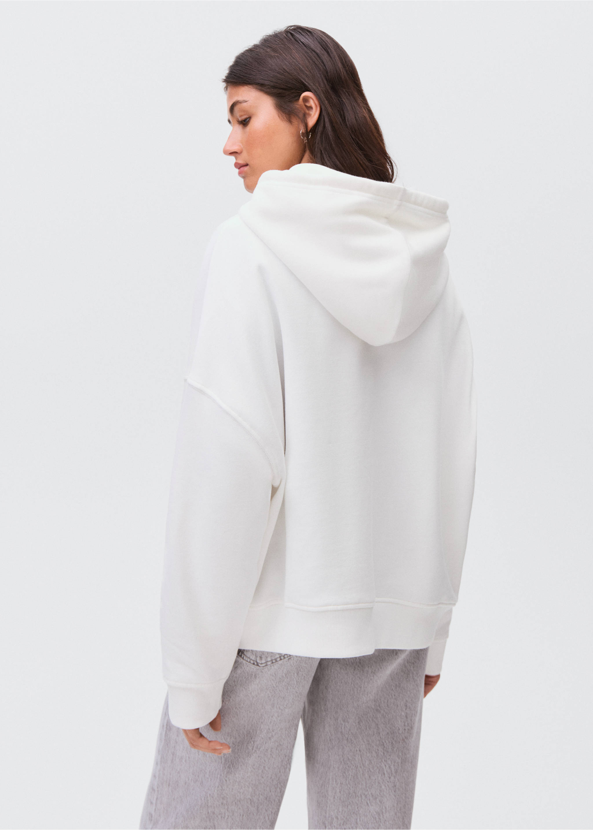 Sudadera estrella bordada - Reverso del artículo, Blanco roto. Ref: 17084781-00.
