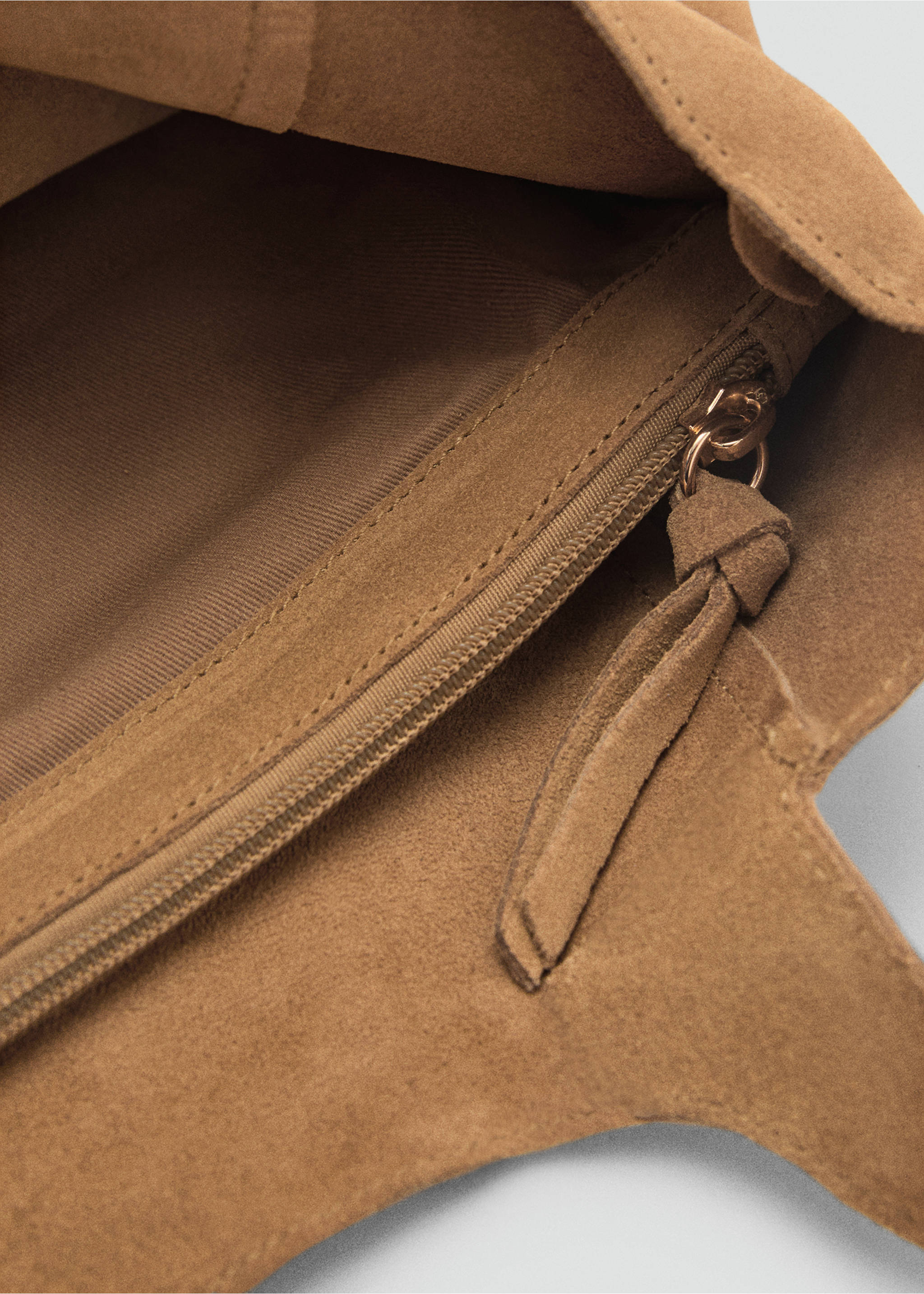 Suede shopper bag - Details of the article 1, Leather. Ref: 17084783-00.