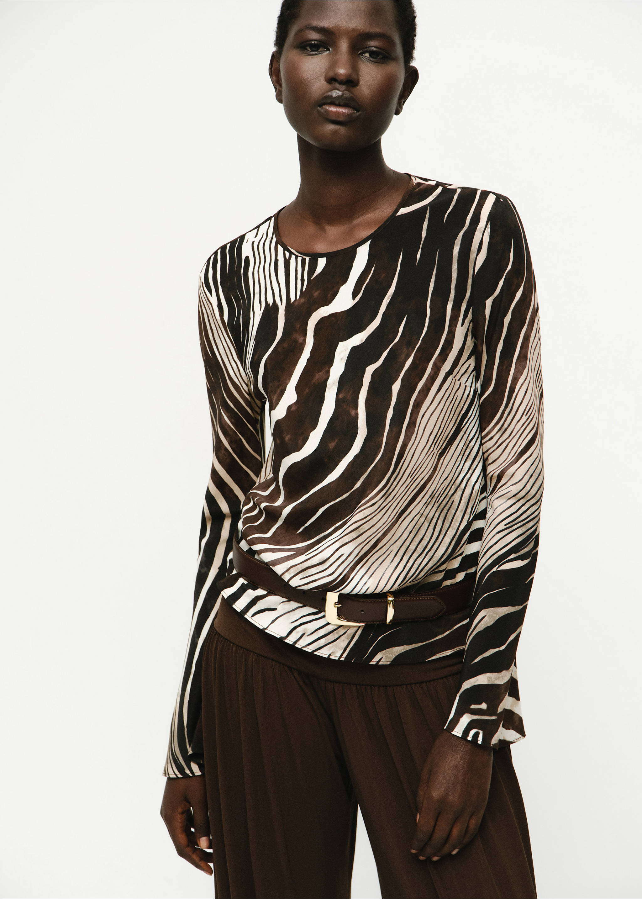 Zebra print blouse - Medium plane, Black. Ref: 17084786-00.