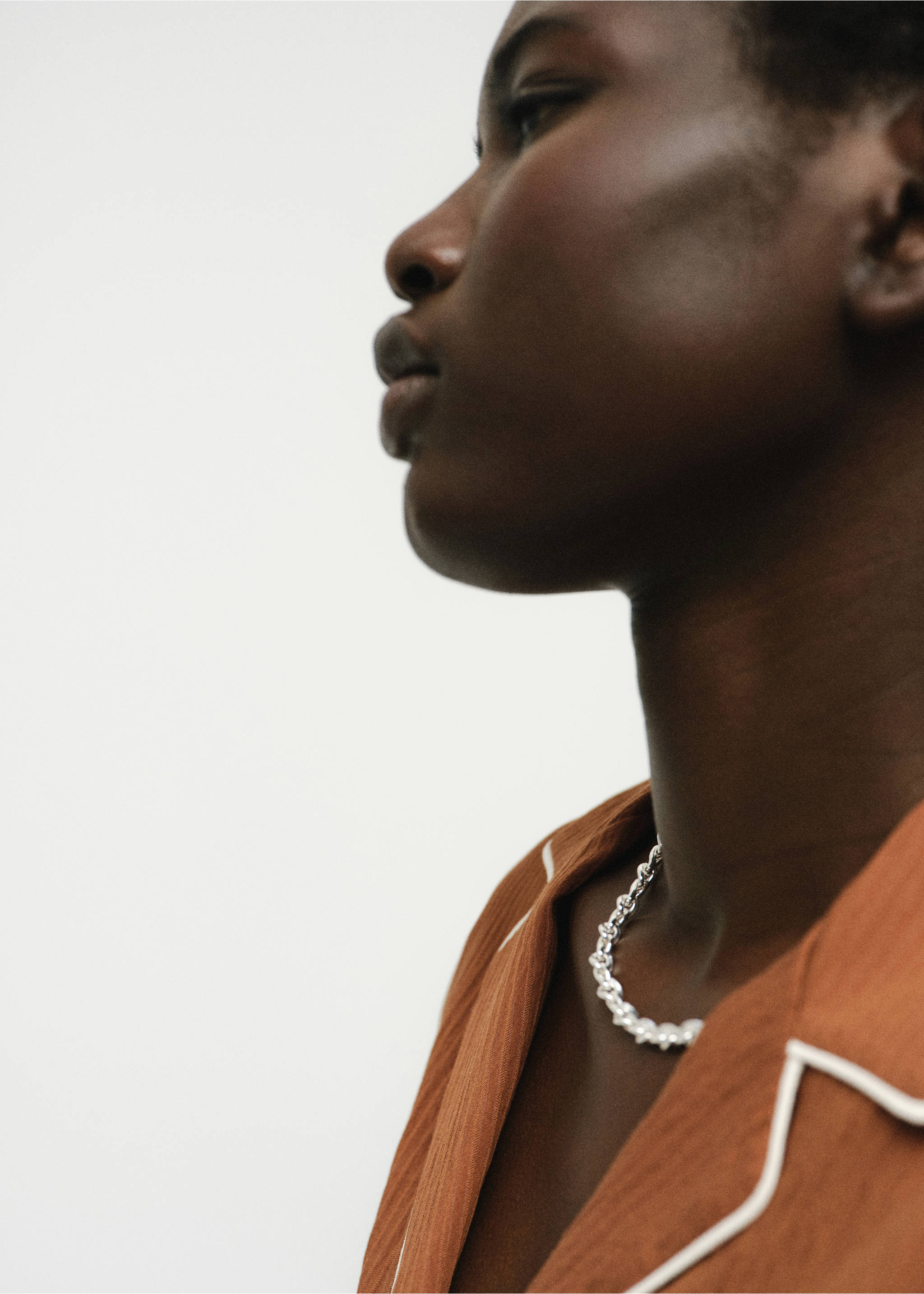 Textured shirt with contrasting trim - Medium plane, Brown. Ref: 17084788-00.