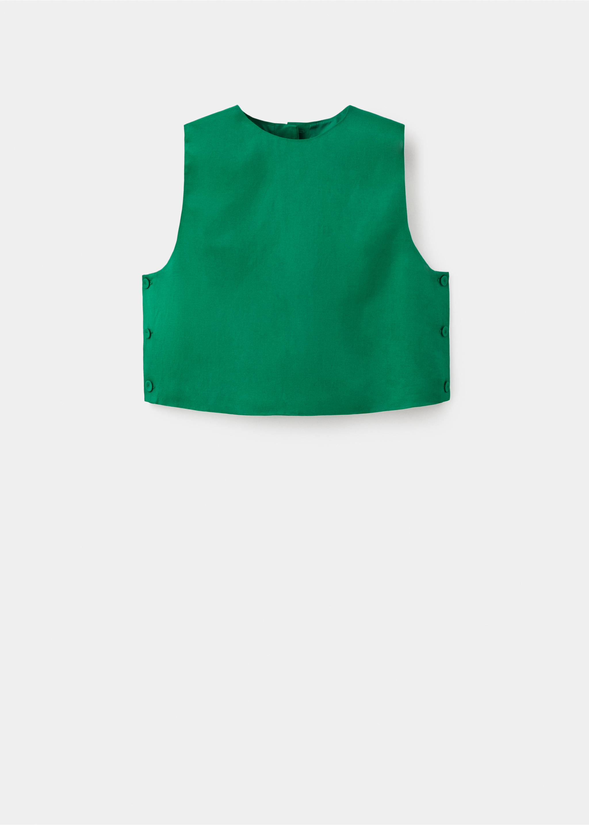 Top od mješavine lana s gumbima - Artikl bez modela, Zelena. Ref: 17084789-00.