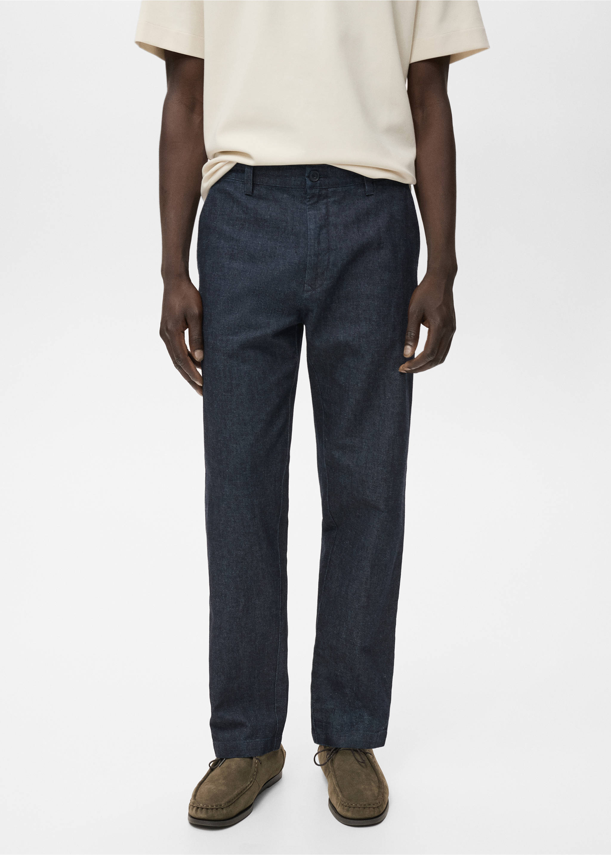 Jeans straight fit mörk tvätt - Bild av mittparti, Blå. Ref: 17085141-00.