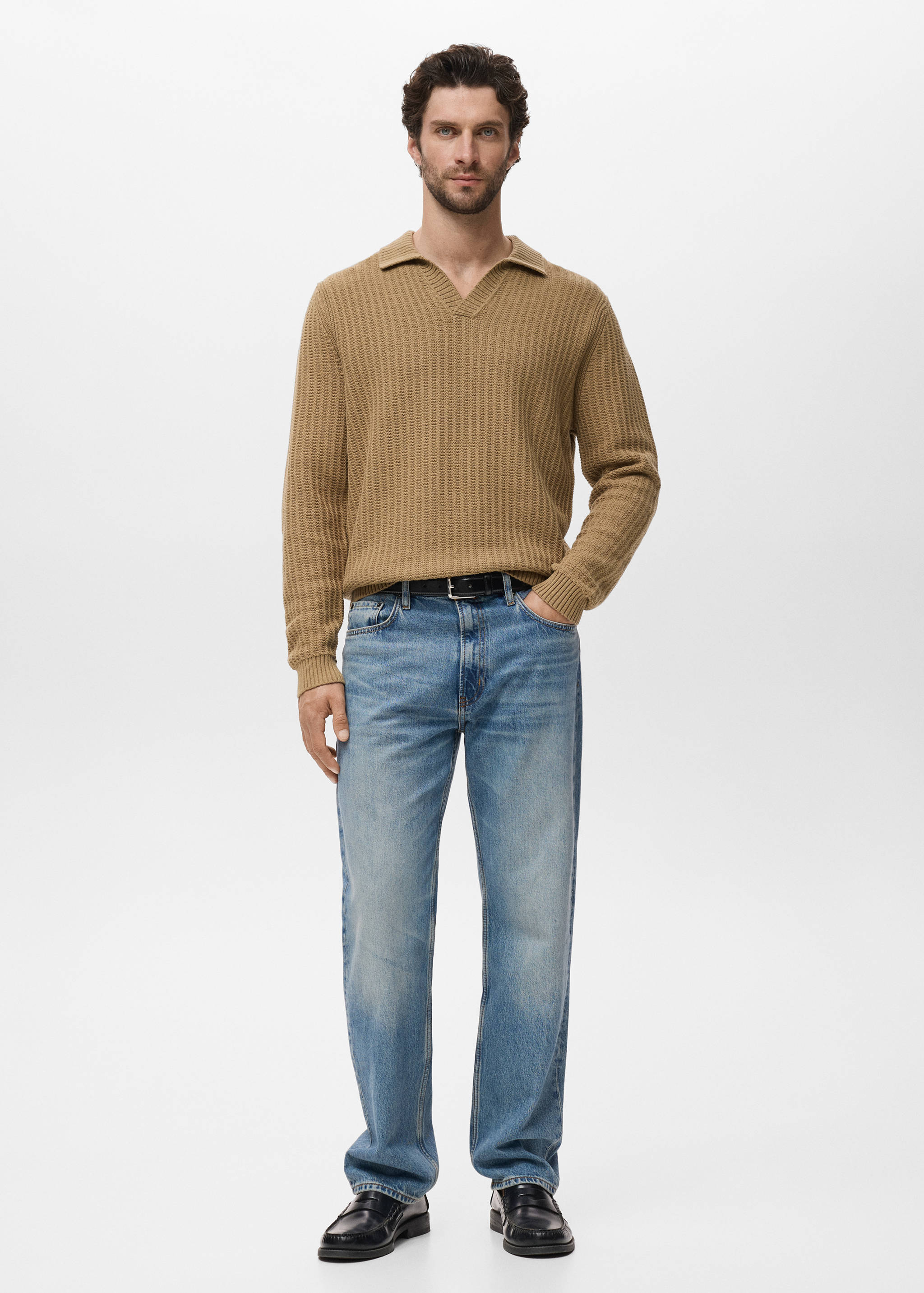 Pull-over polo maille structure - Plan général