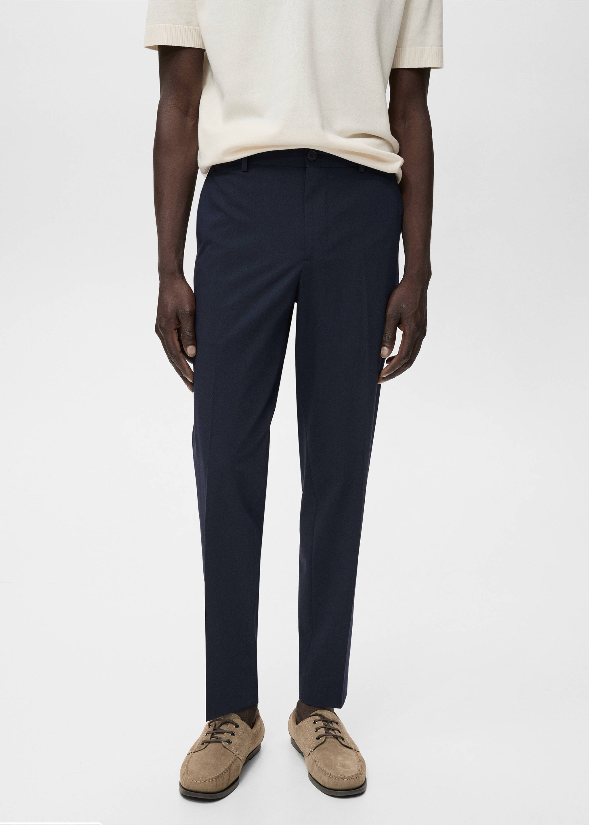 Slim-fit suit trousers - Medium plane, Navy. Ref: 17085150-00.