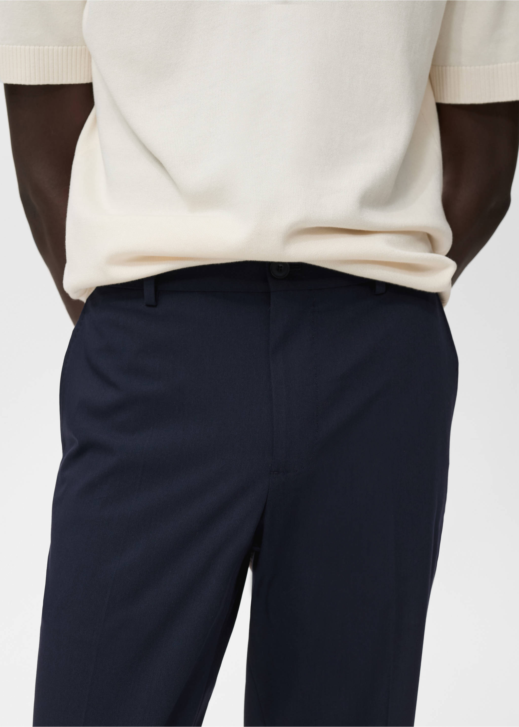 Slim-fit suit trousers - Details of the article 1, Navy. Ref: 17085150-00.