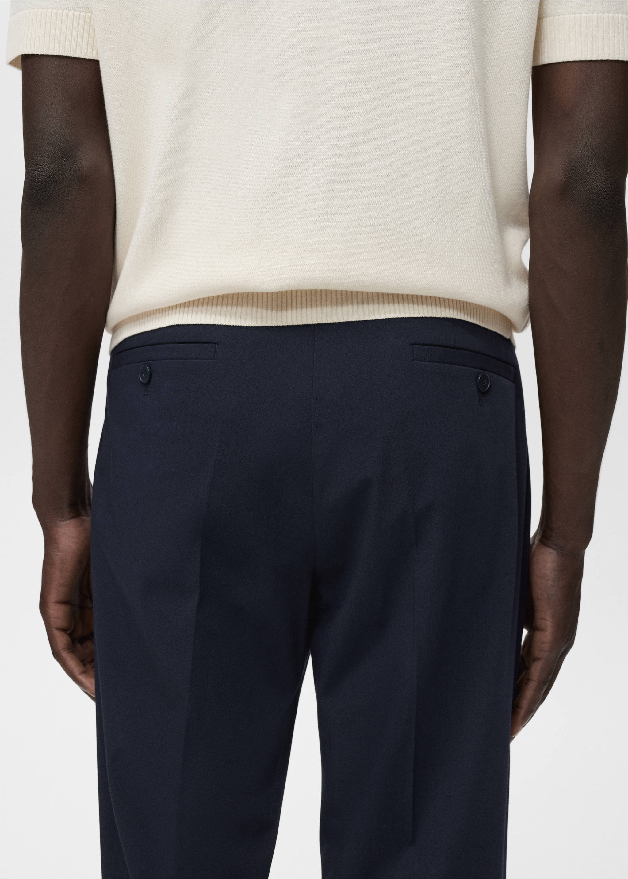 Slim-fit suit trousers - Details of the article 3, Navy. Ref: 17085150-00.