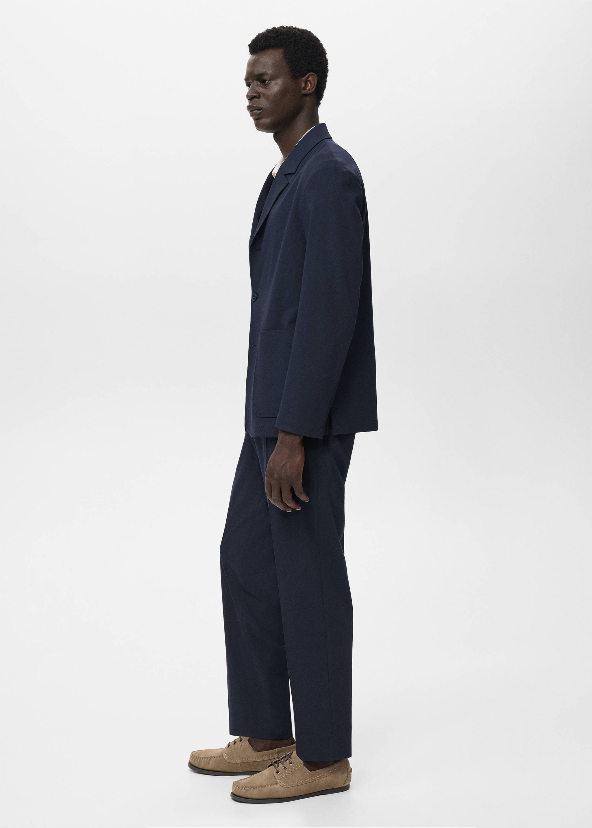 Slim-fit suit trousers - Details of the article 2, Navy. Ref: 17085150-00.