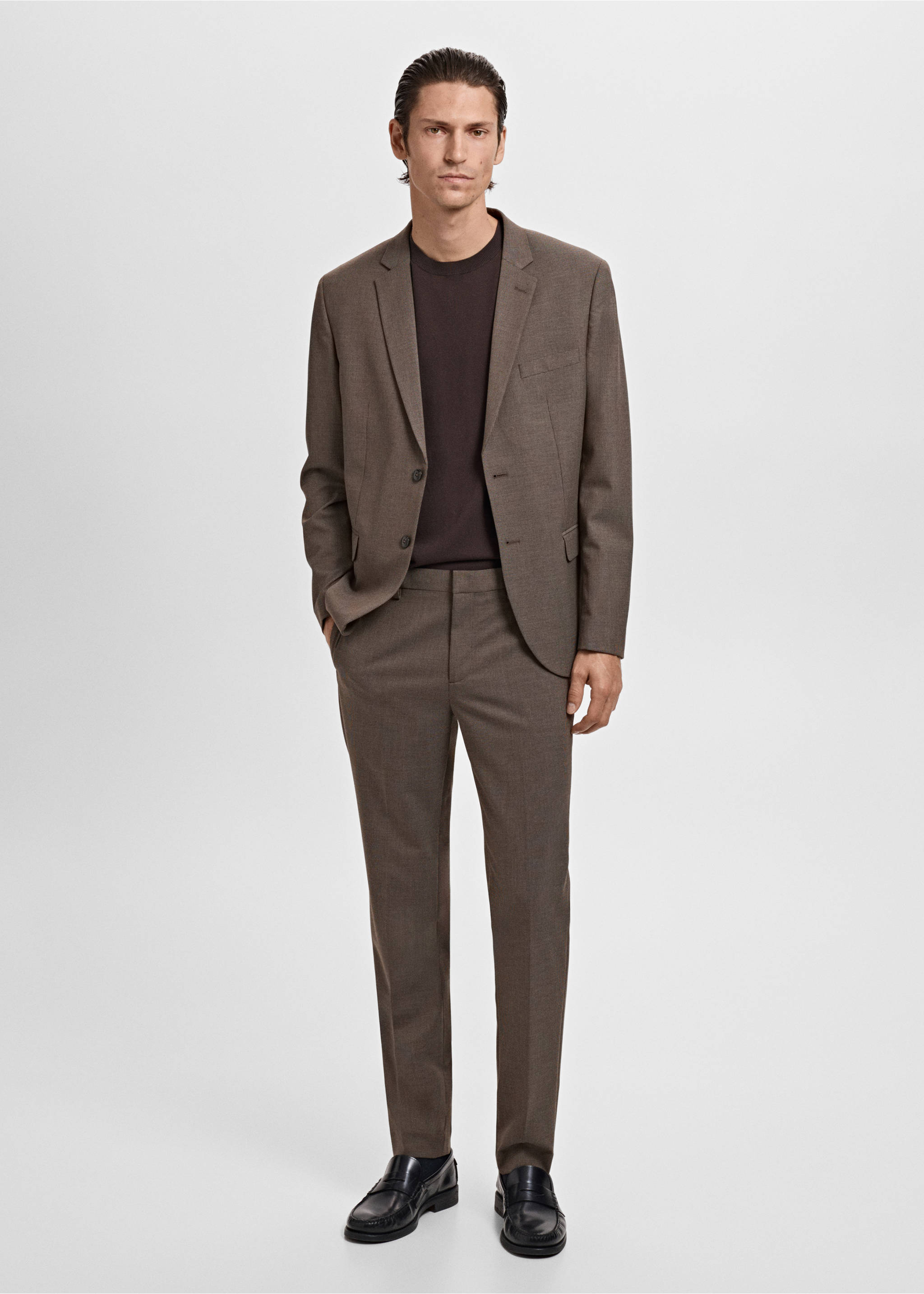 Pantalon costume Parí super slim-fit - Plan général, Marron. Ref: 17085152-00.