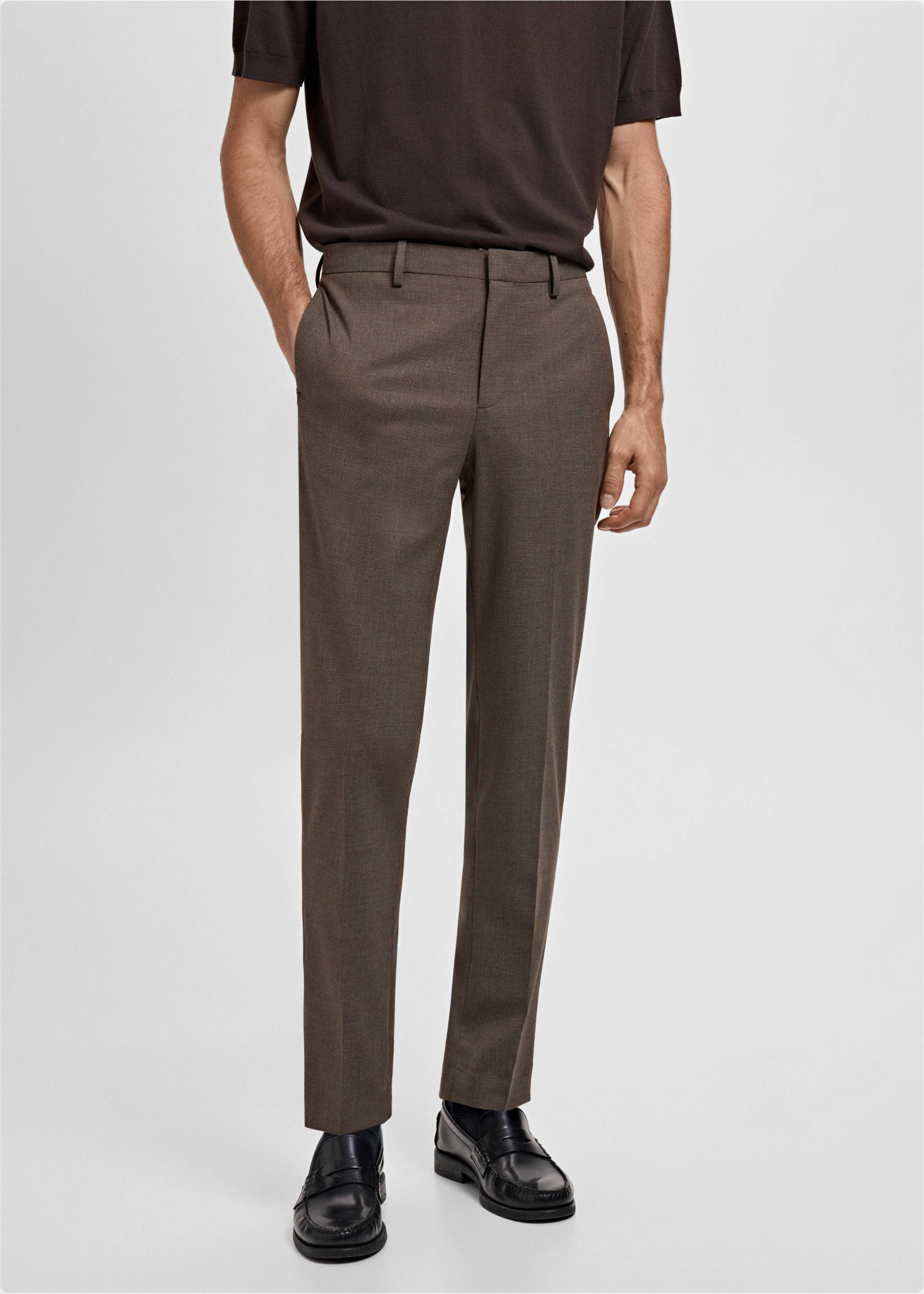 Pantalon costume Parí super slim-fit - Plan moyen, Marron. Ref: 17085152-00.