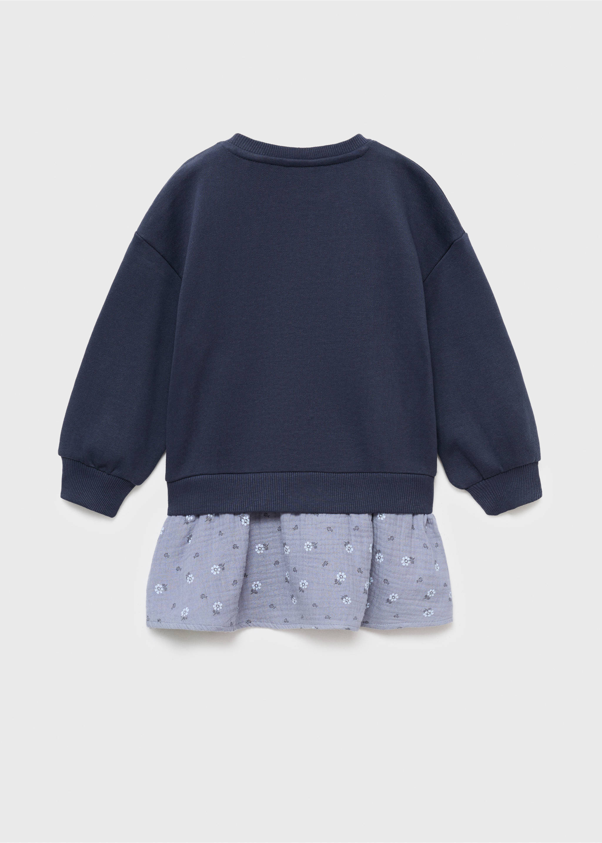 Robe effet sweat à fleurs - Verso de l’article, Bleu marine foncé. Ref: 17085159-00.