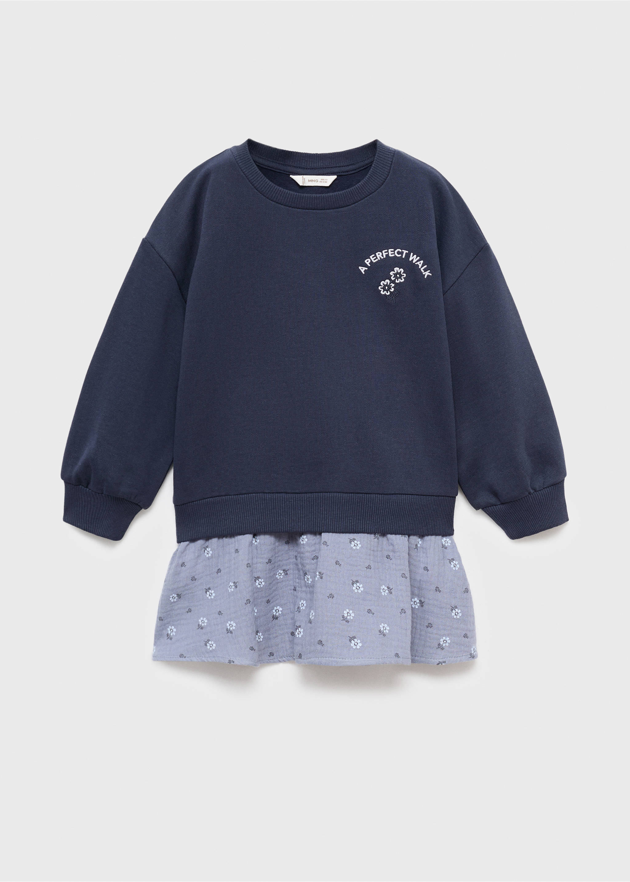 Robe effet sweat à fleurs - Article sans modèle, Bleu marine foncé. Ref: 17085159-00.