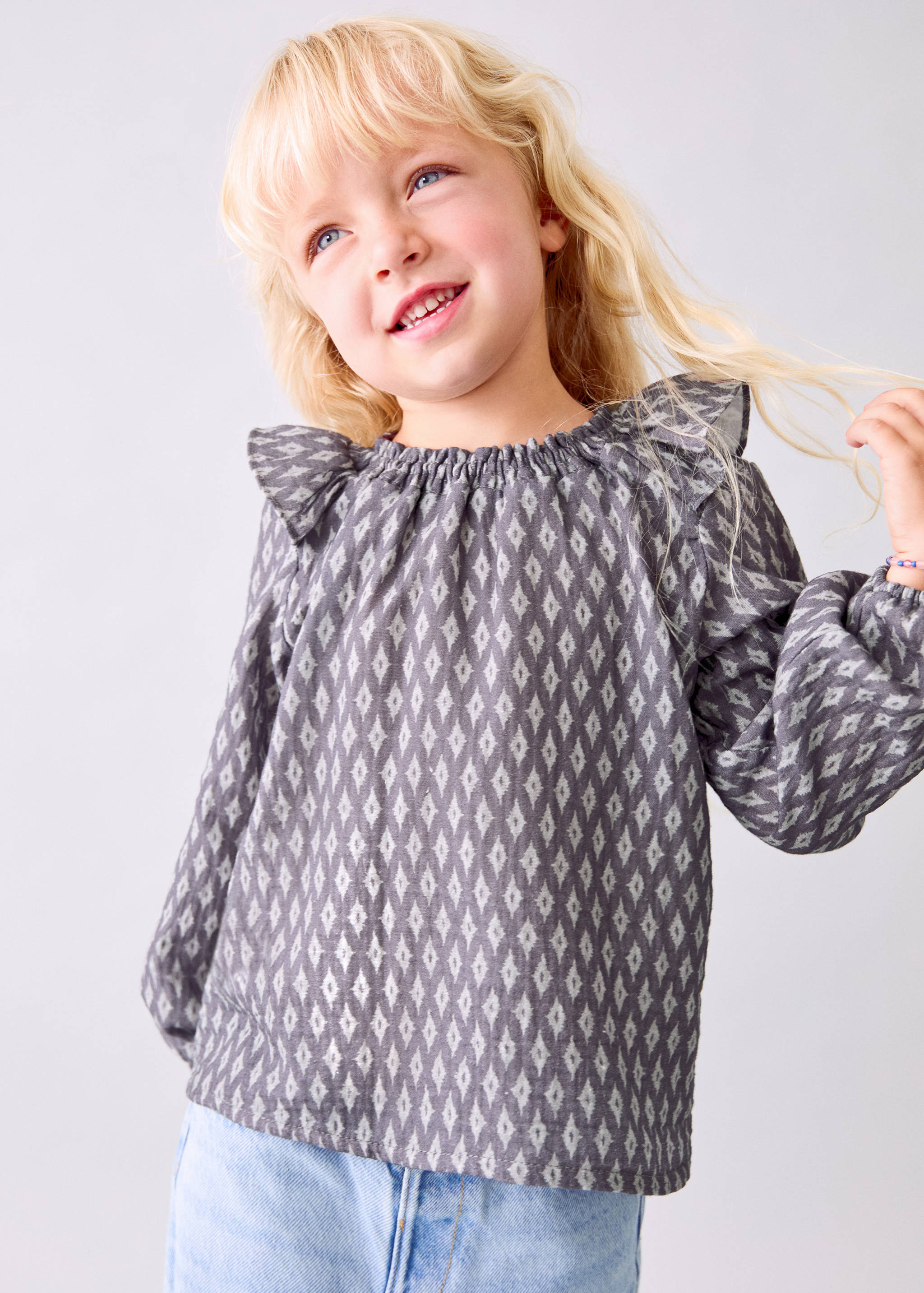 Blusa de algodão com estampado étnico - Plano geral