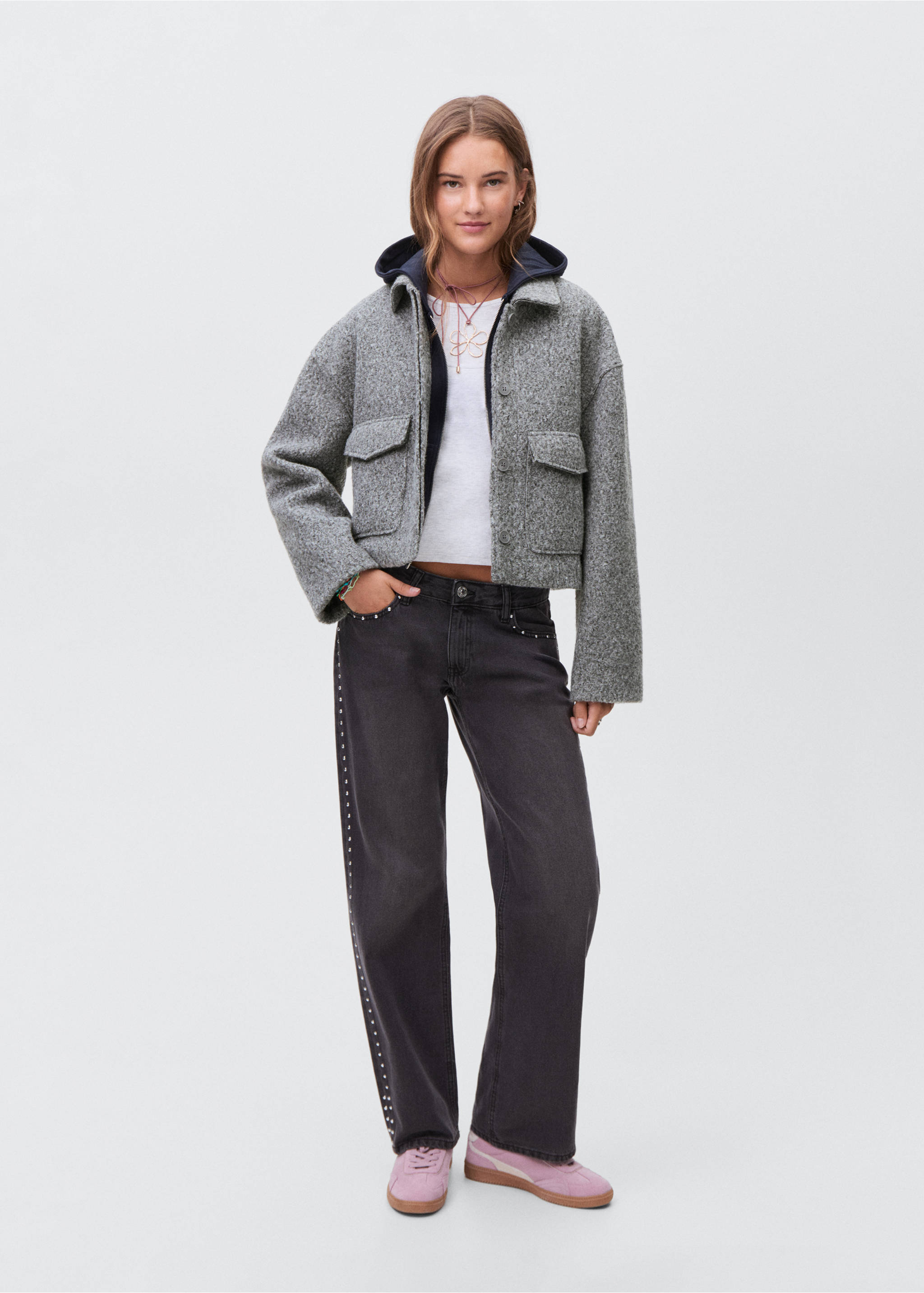 Cloth jacket with lapel pockets - General plane, Grey. Ref: 17085783-00.