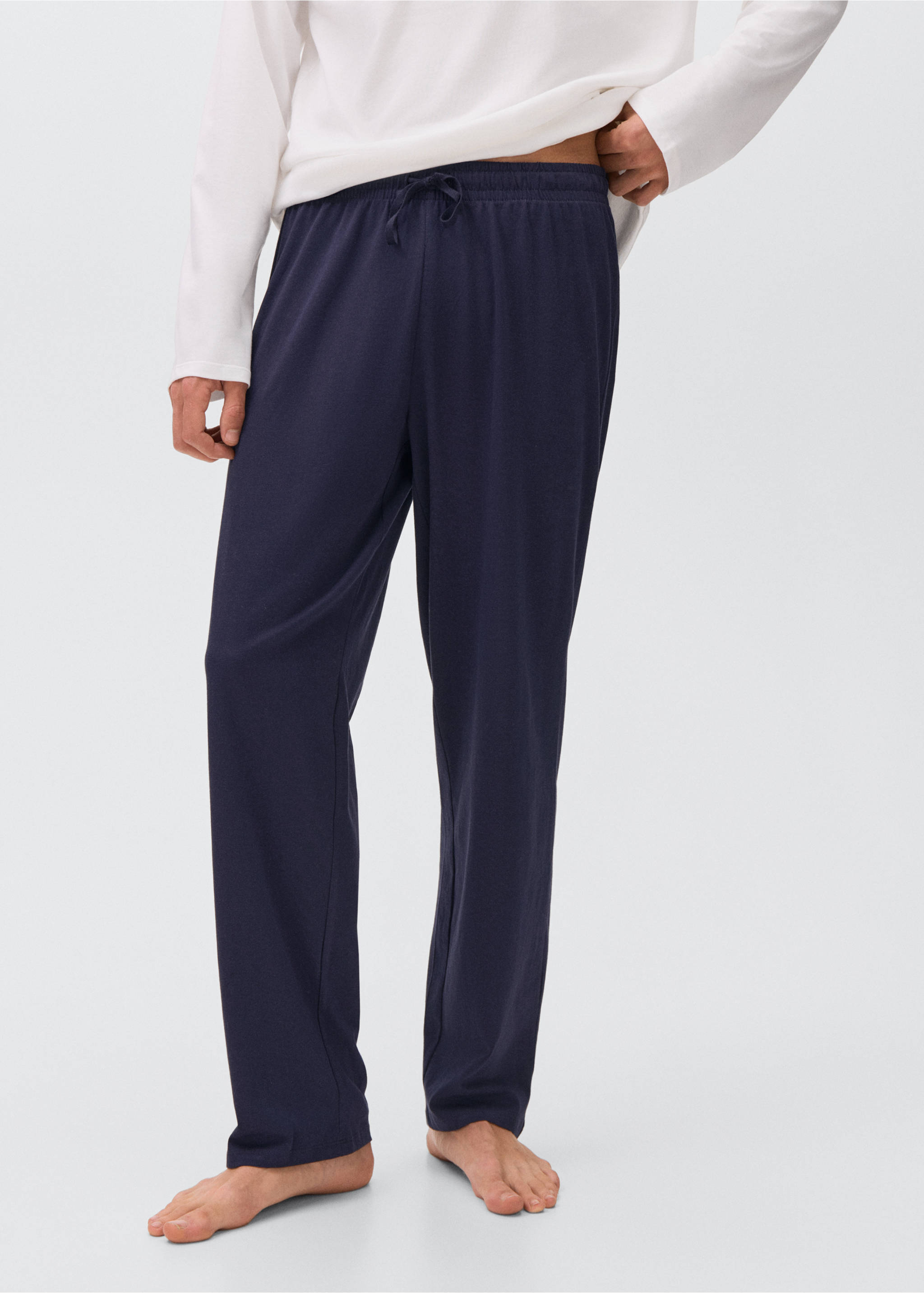 Cotton long pyjamas - Medium plane, Navy. Ref: 17085785-00.