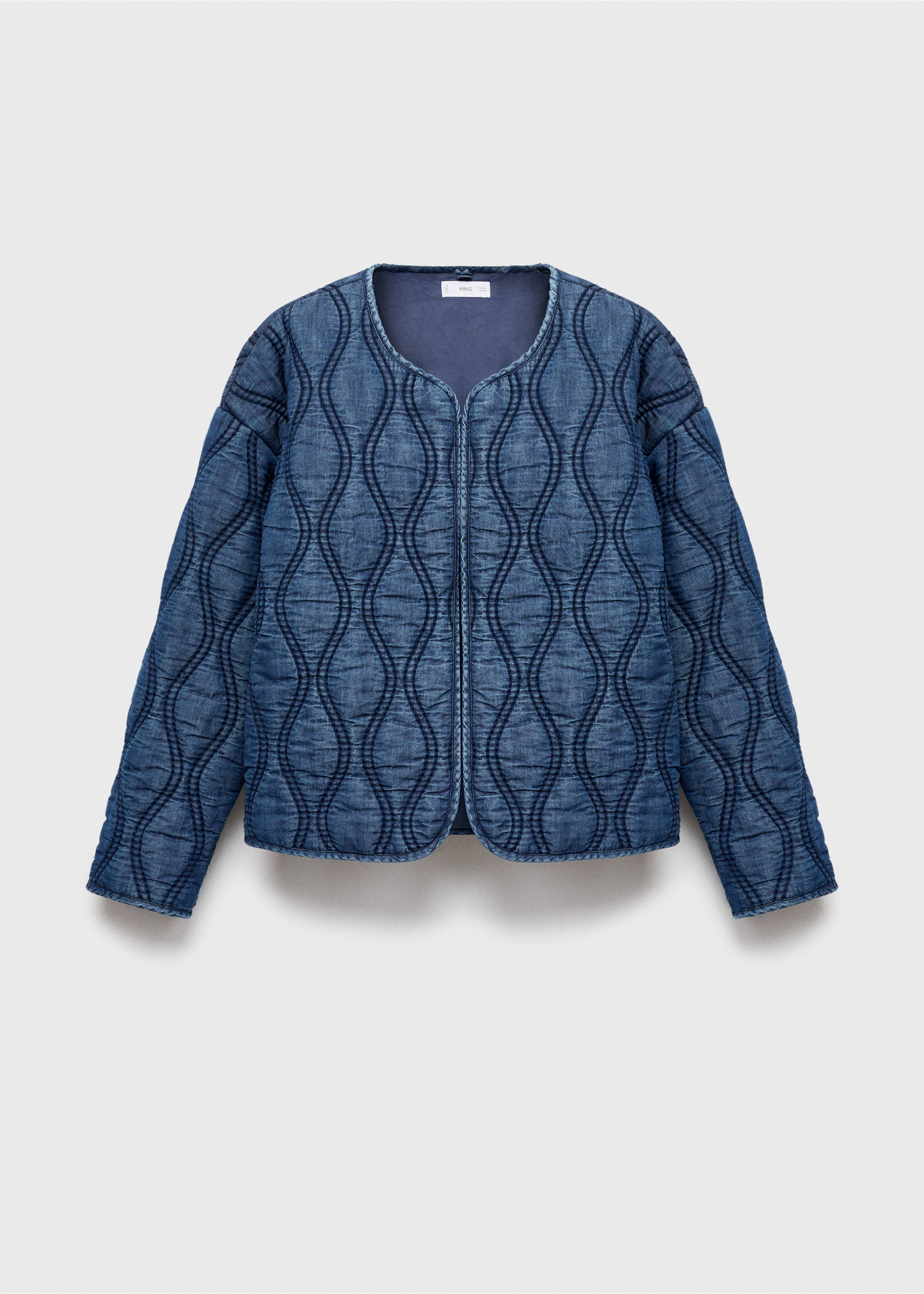 Quilted denim jacket - Article without model, Dark Blue. Ref: 17085790-00.