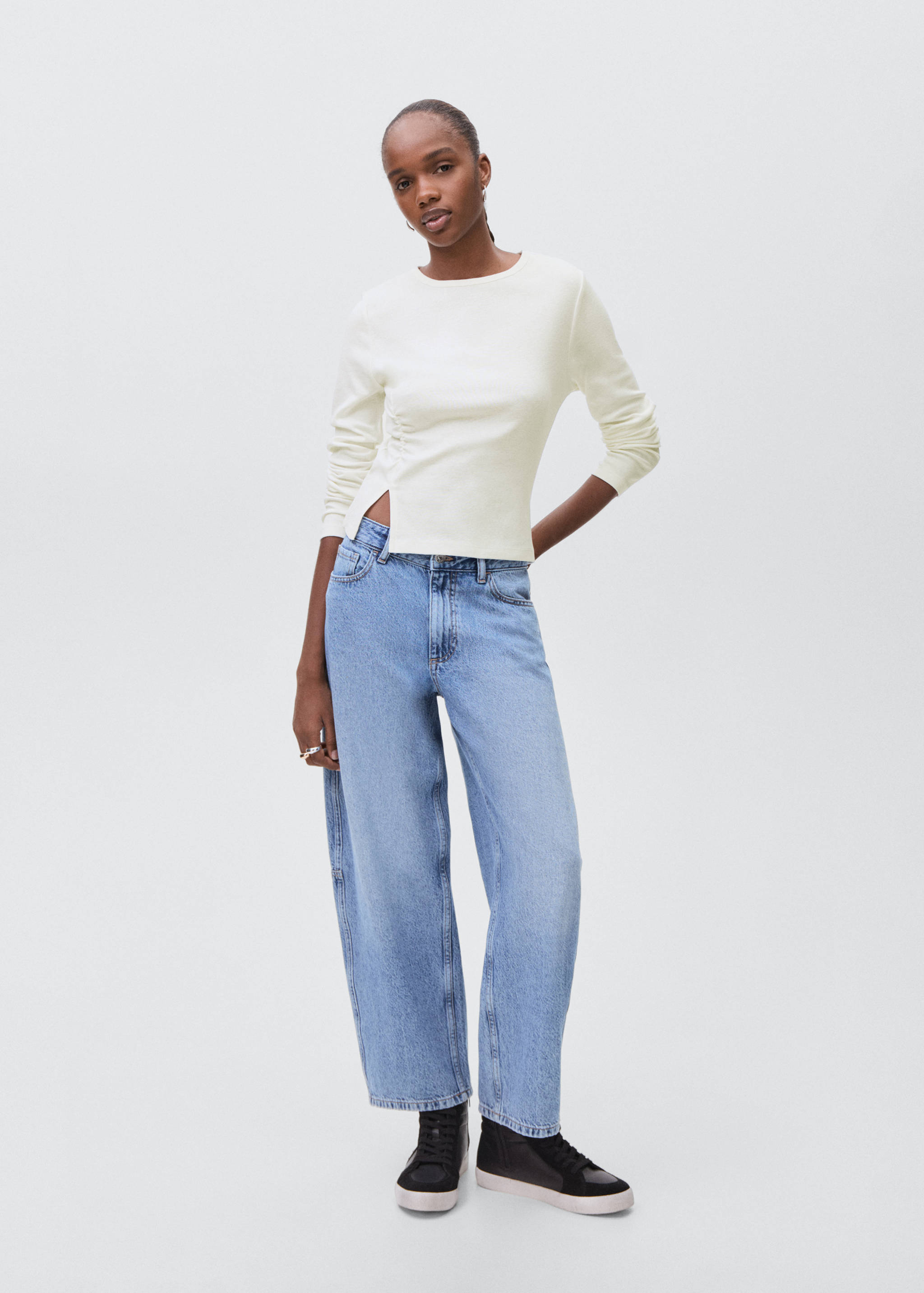 Gathered cotton t-shirt - General plane