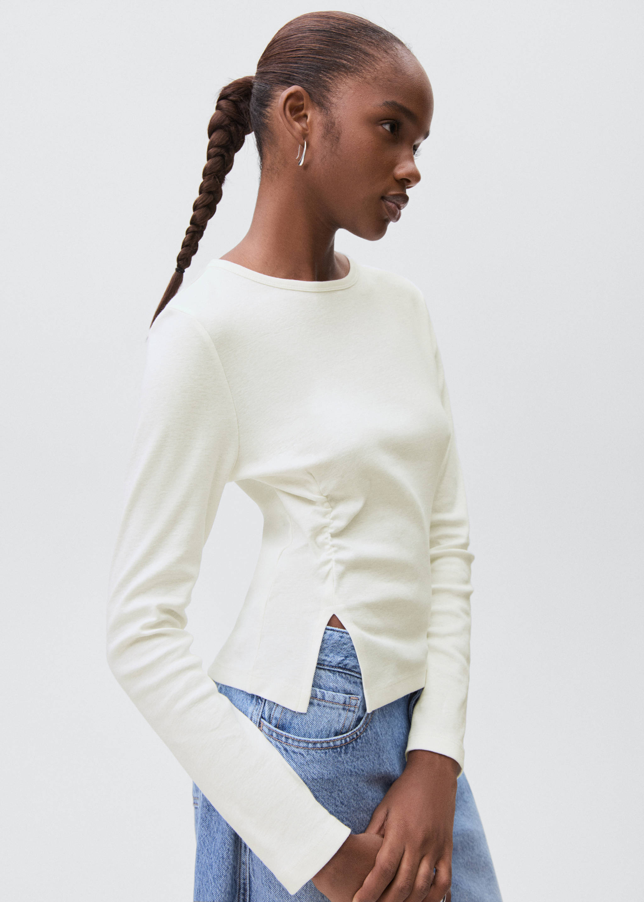 Gathered cotton t-shirt - Medium plane
