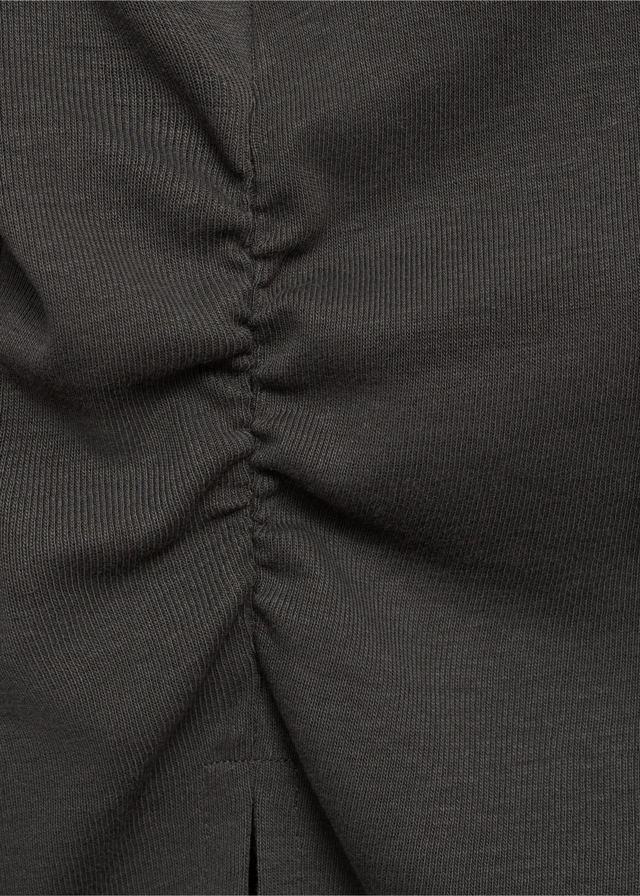 Gathered cotton t-shirt - Details of the article 8, Charcoal. Ref: 17085791-00.