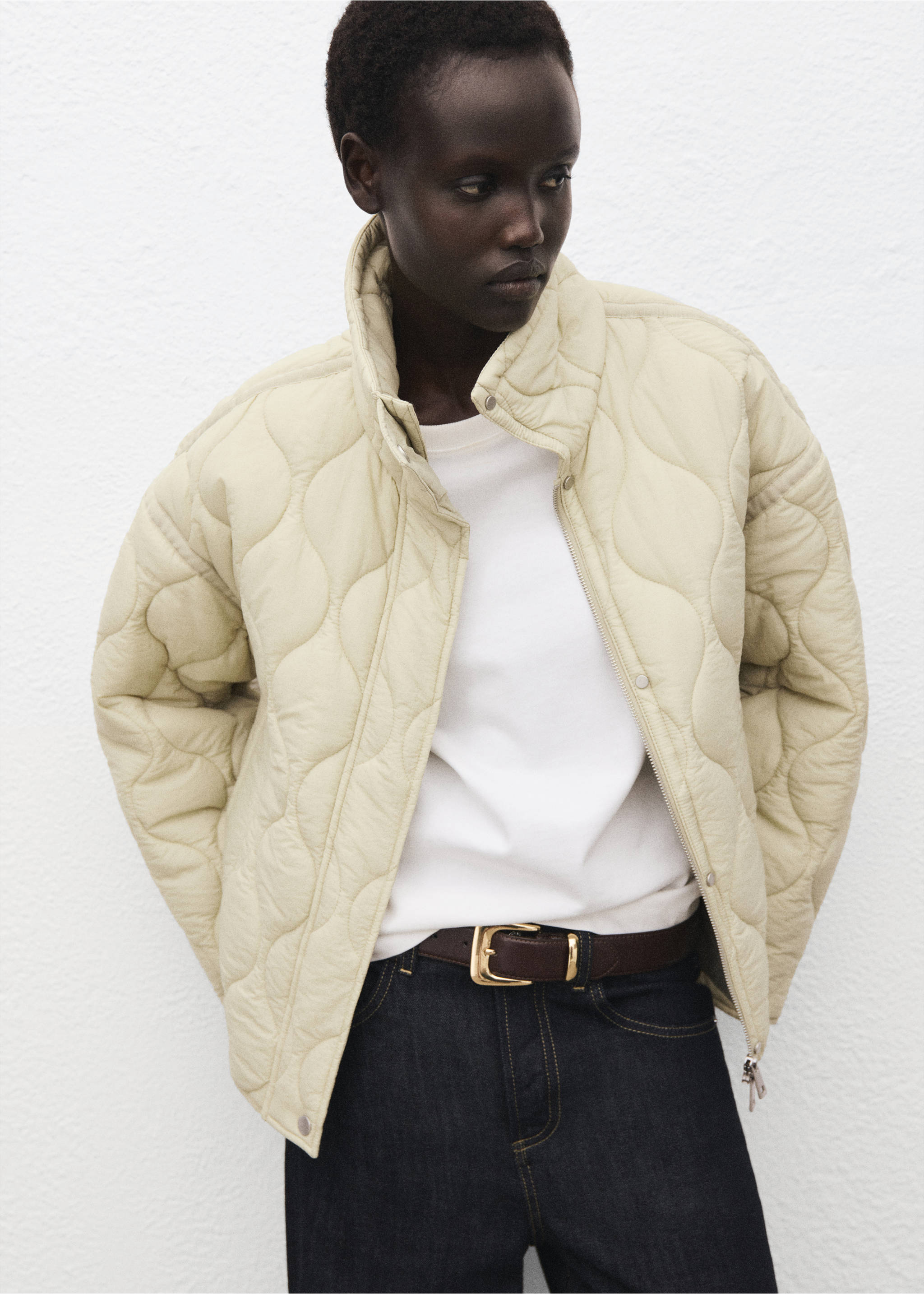 Oversized quilted anorak - Medium plane, Ivory White. Ref: 17085794-00.