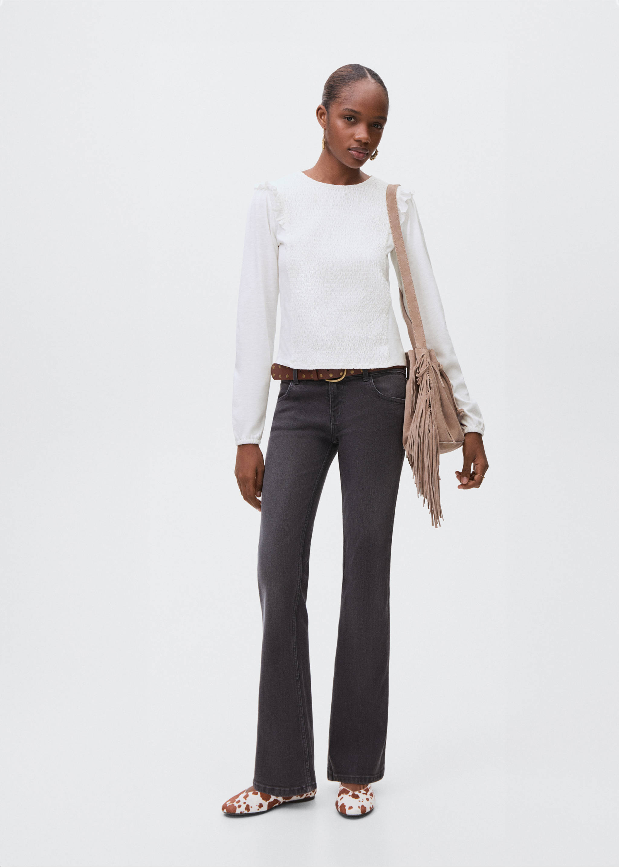 Ruffles ruched T-shirt - General plane, Off White. Ref: 17085796-00.