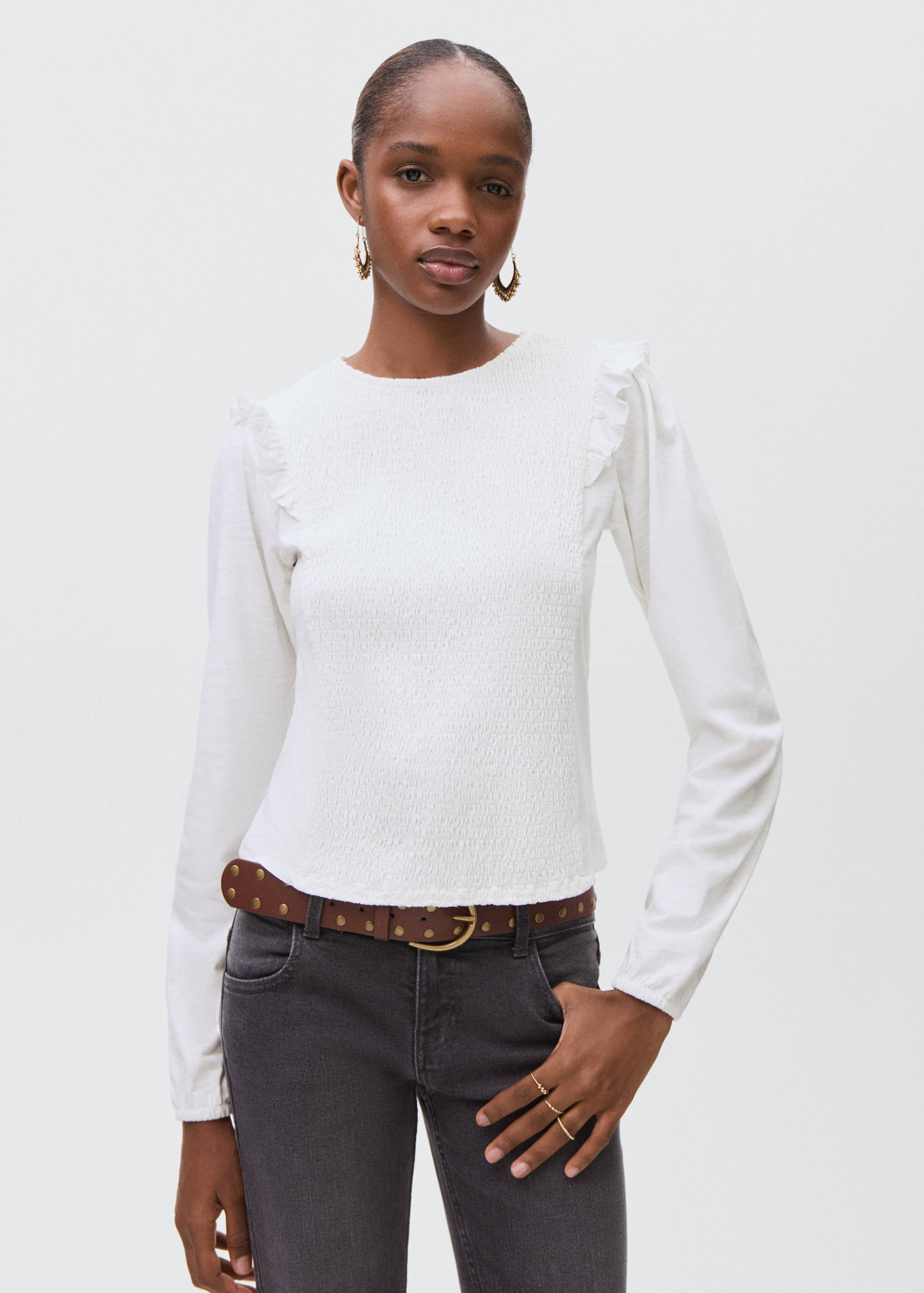 Ruffles ruched T-shirt - Medium plane