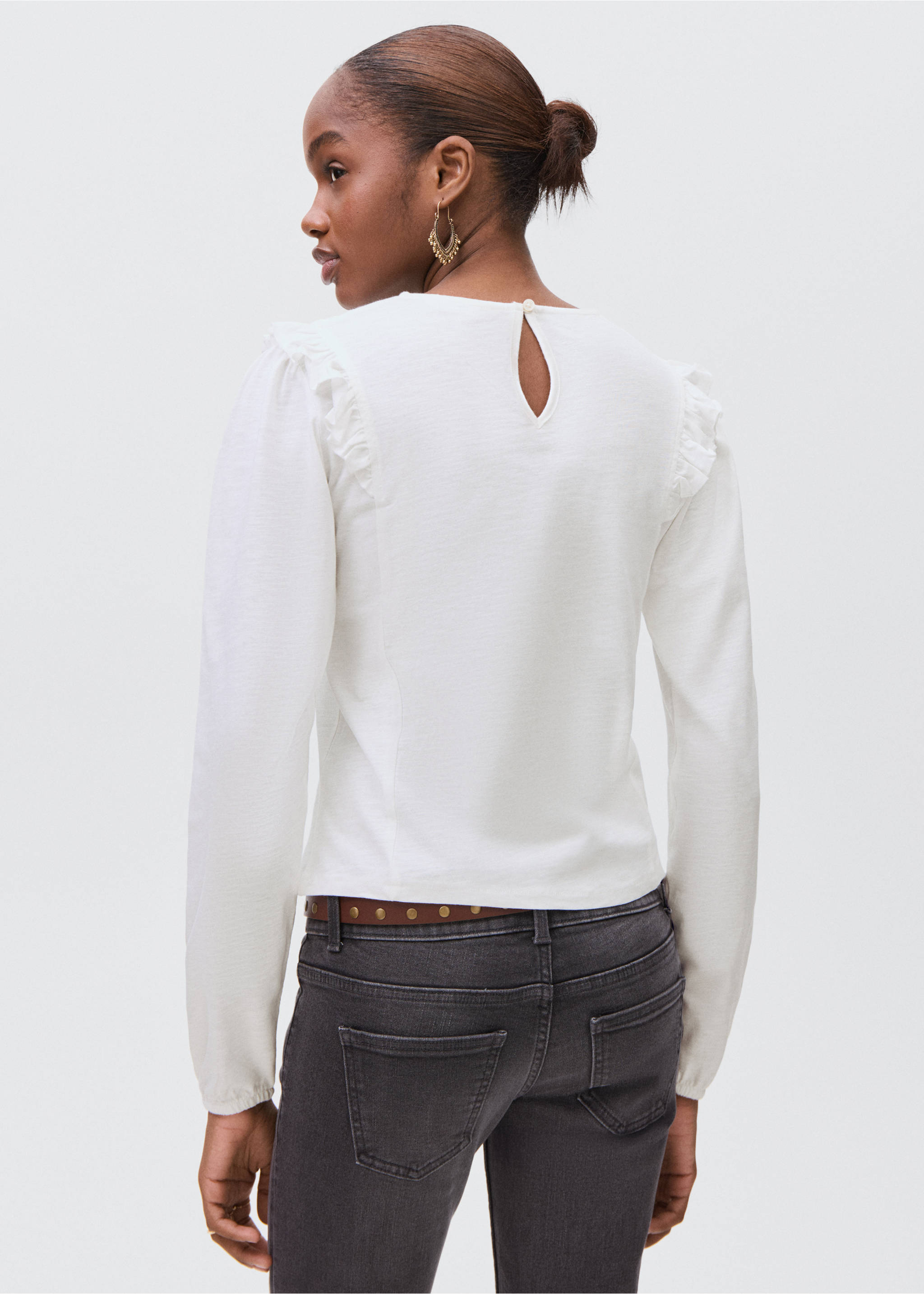 Ruffles ruched T-shirt - Reverse of the article, Off White. Ref: 17085796-00.
