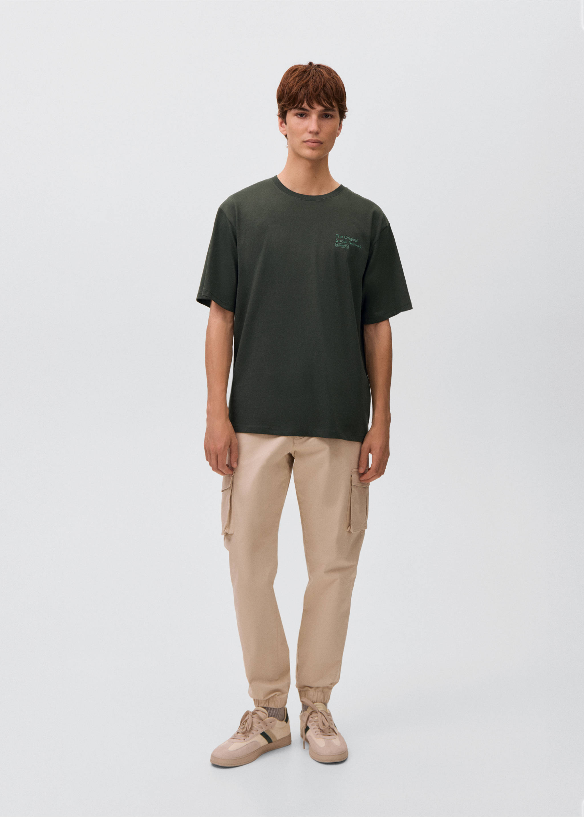 Printed cotton-blend T-shirt - General plane, Green. Ref: 17085799-00.
