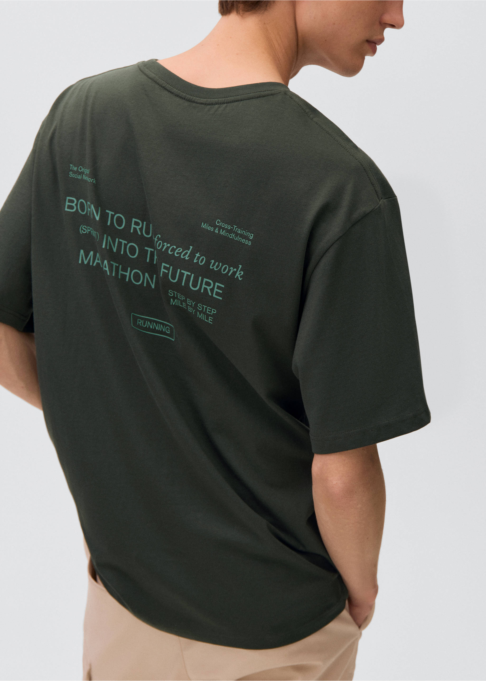 Printed cotton-blend T-shirt - Details of the article 3, Green. Ref: 17085799-00.