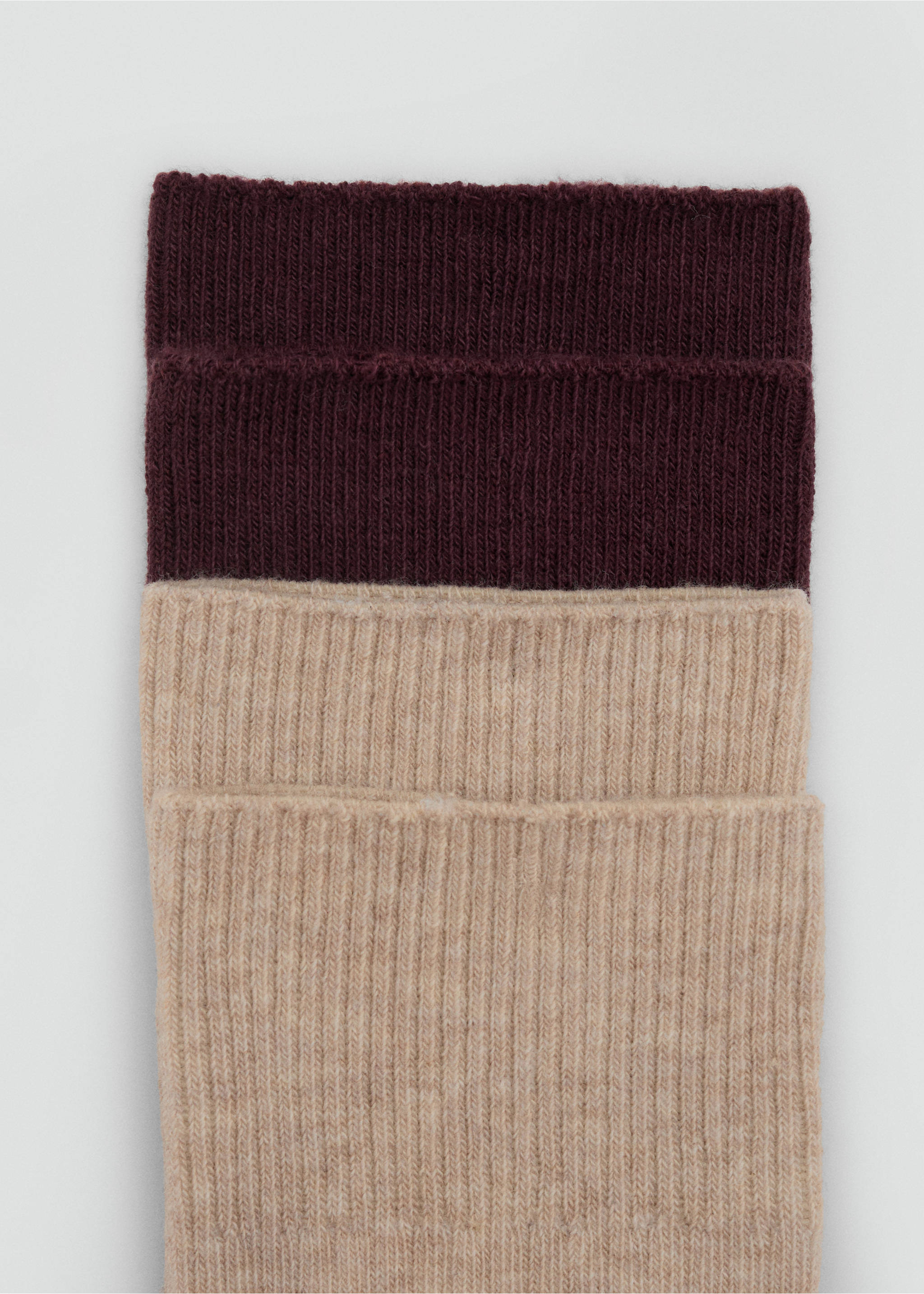 Pack of 2 ribbed cotton socks - Medium plane, Burgundy. Ref: 17085810-00.